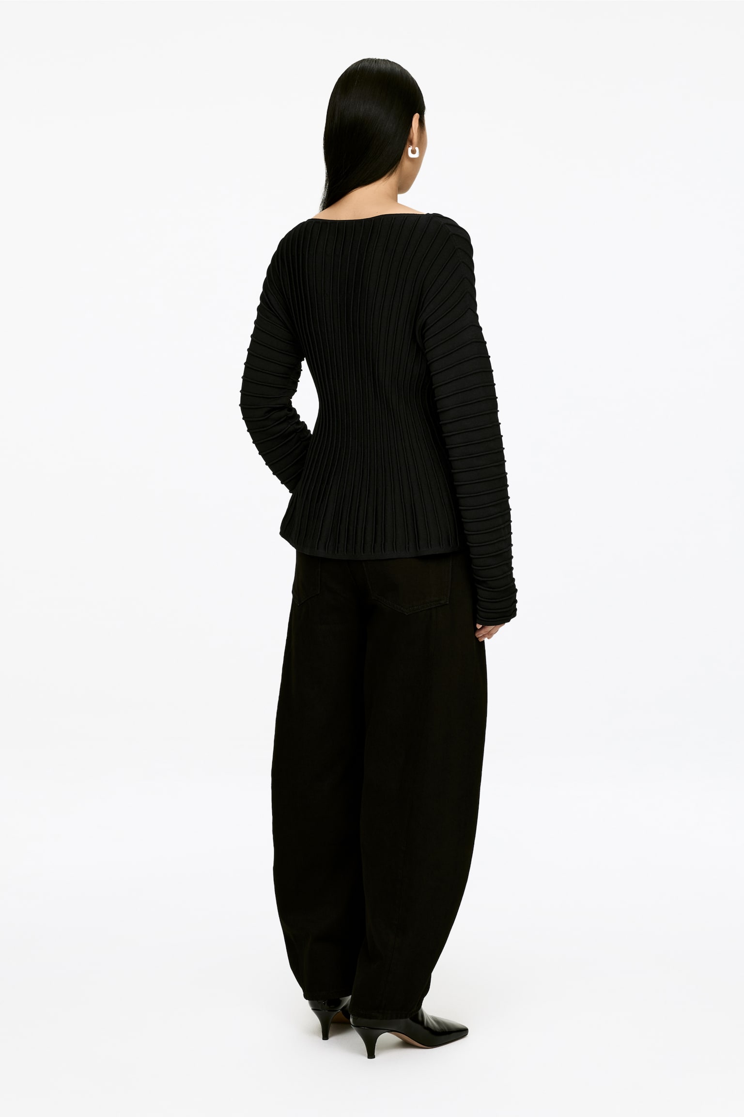 Oberteil mit Schößchen - Schwarz - 3