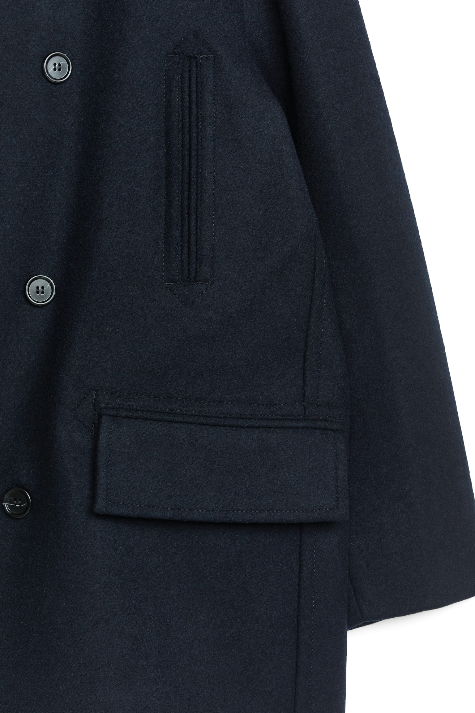 Wool Pea Coat - Dark Blue - 5