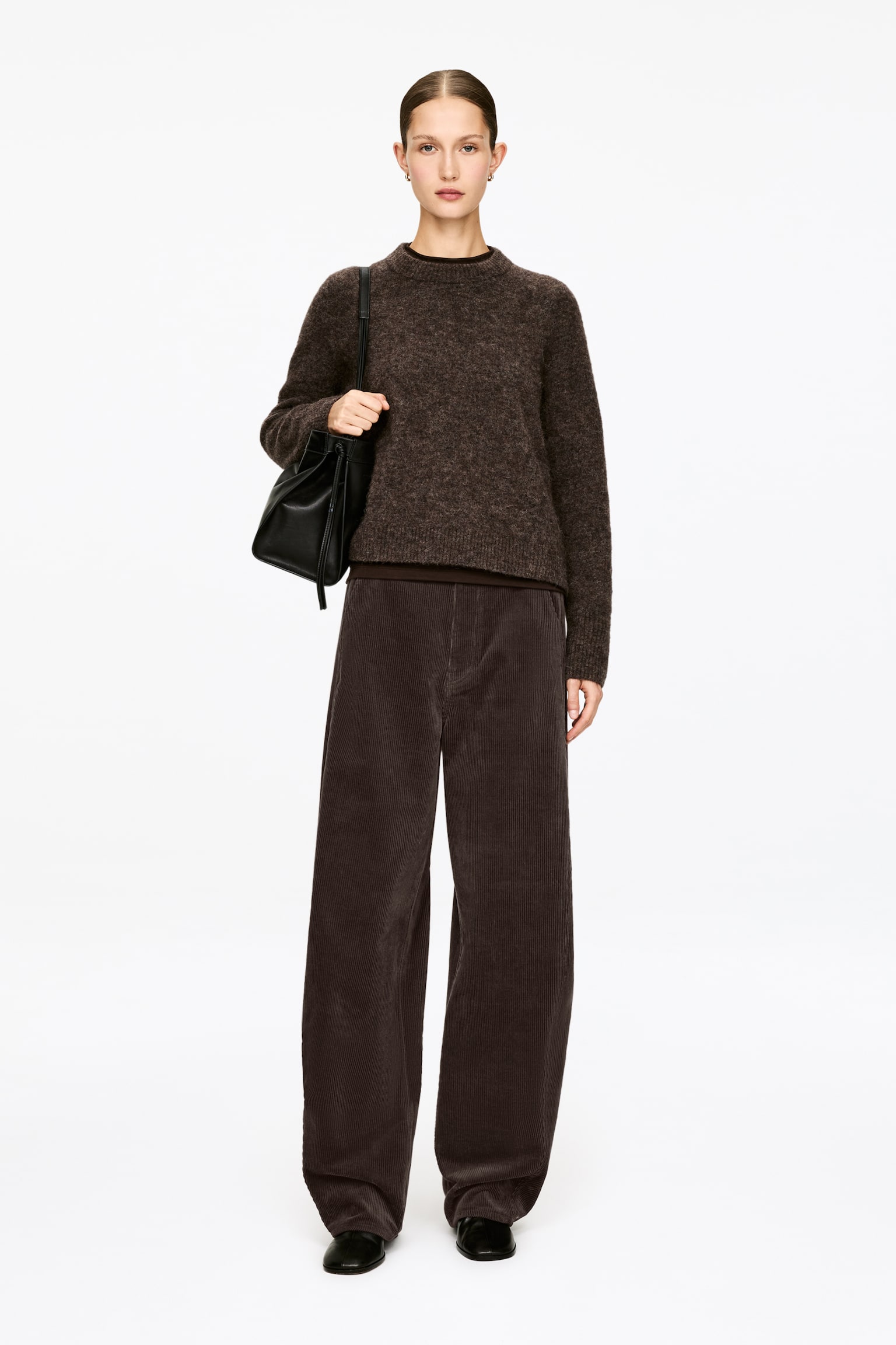 Cordhose mit Barrel Leg - Dunkelbraun/Hellbeige - 3