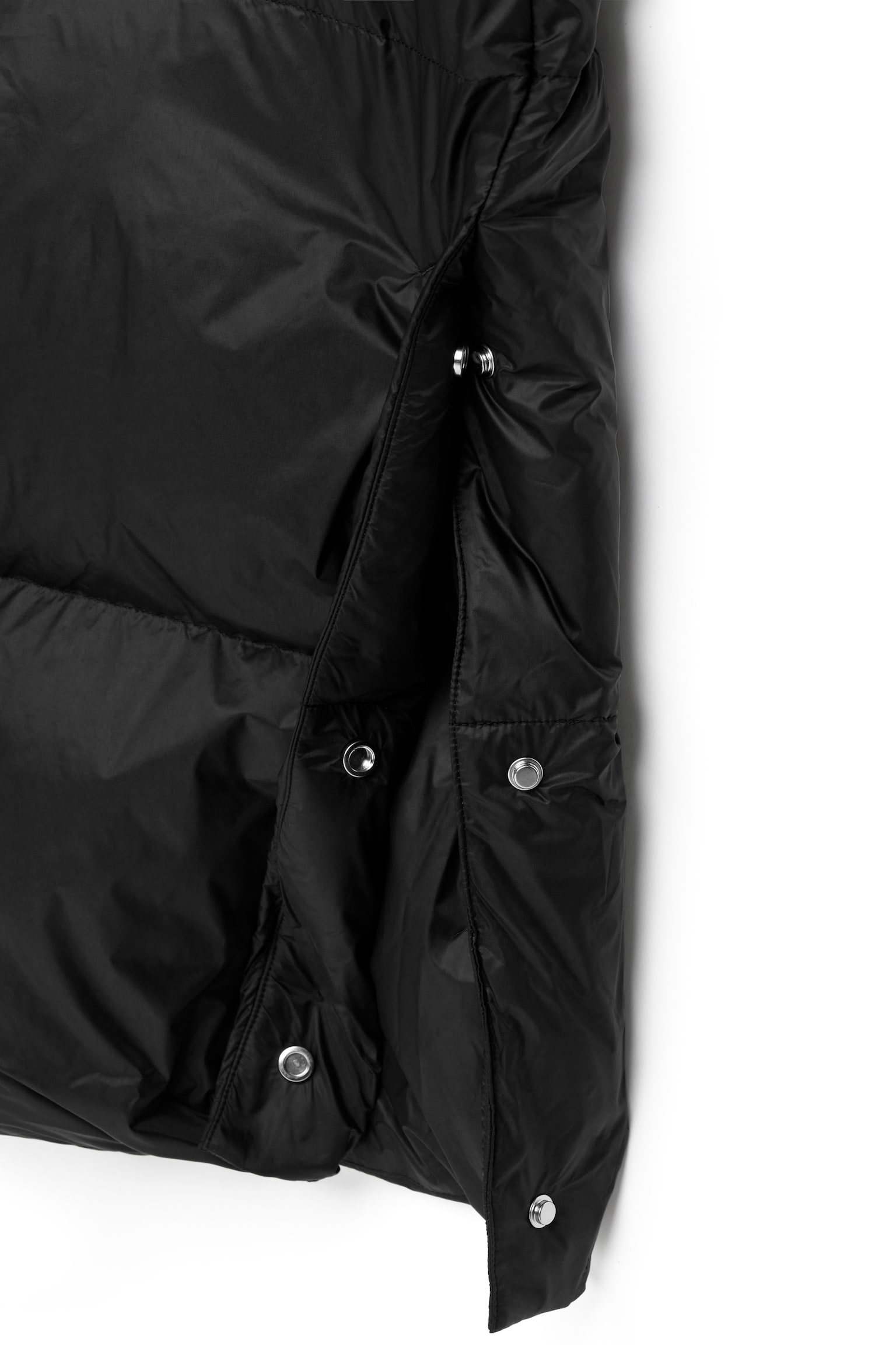 Upcycled Down Long Coat - Black - 6