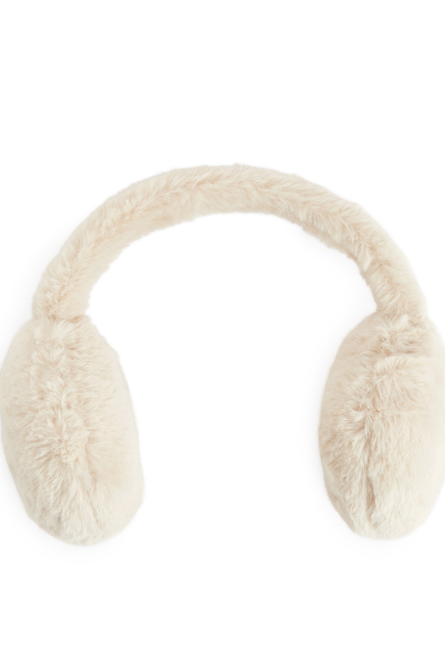 Faux Fur Earmuffs - Off-White/Pink - 1