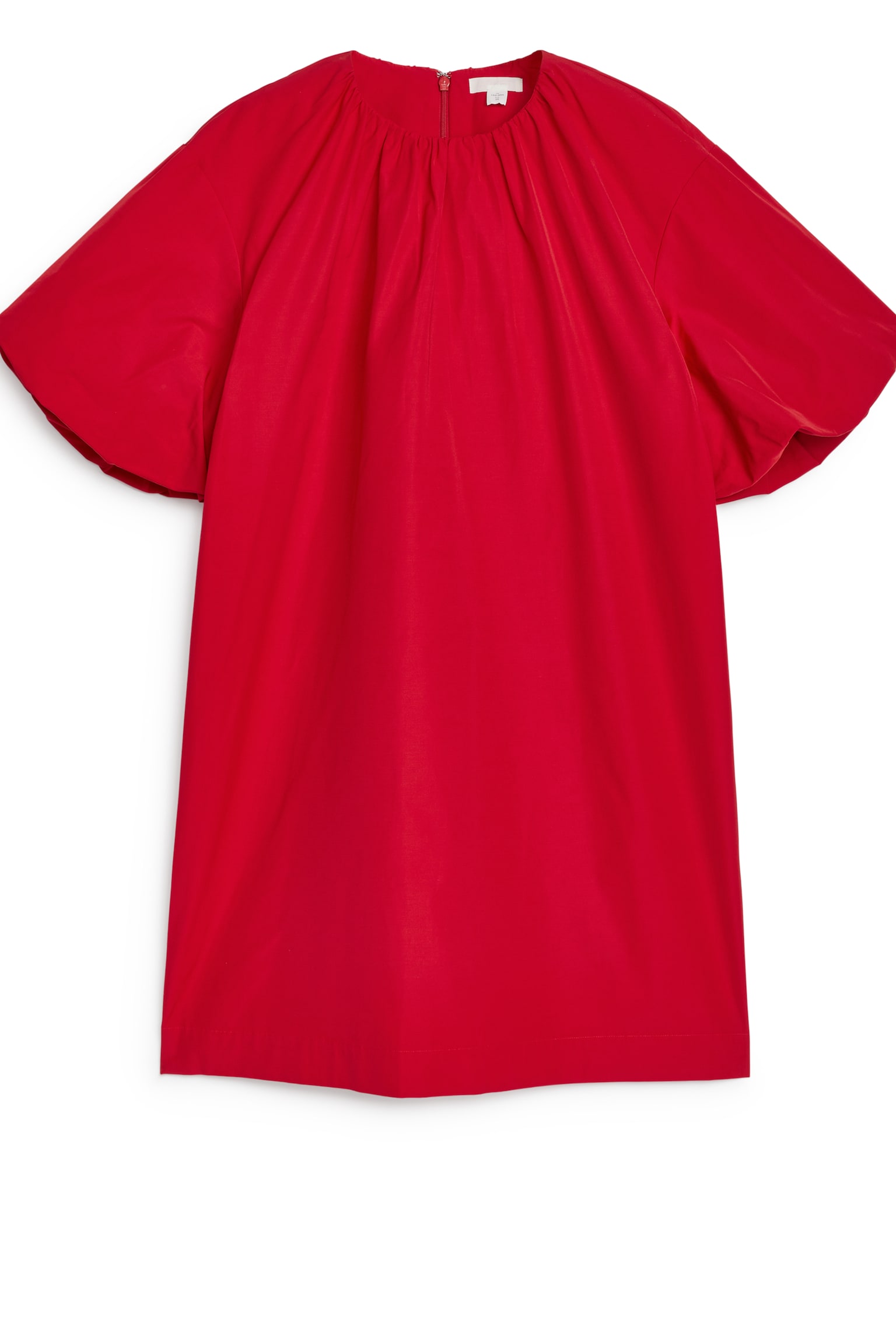 Balloon-Sleeve Dress - Red