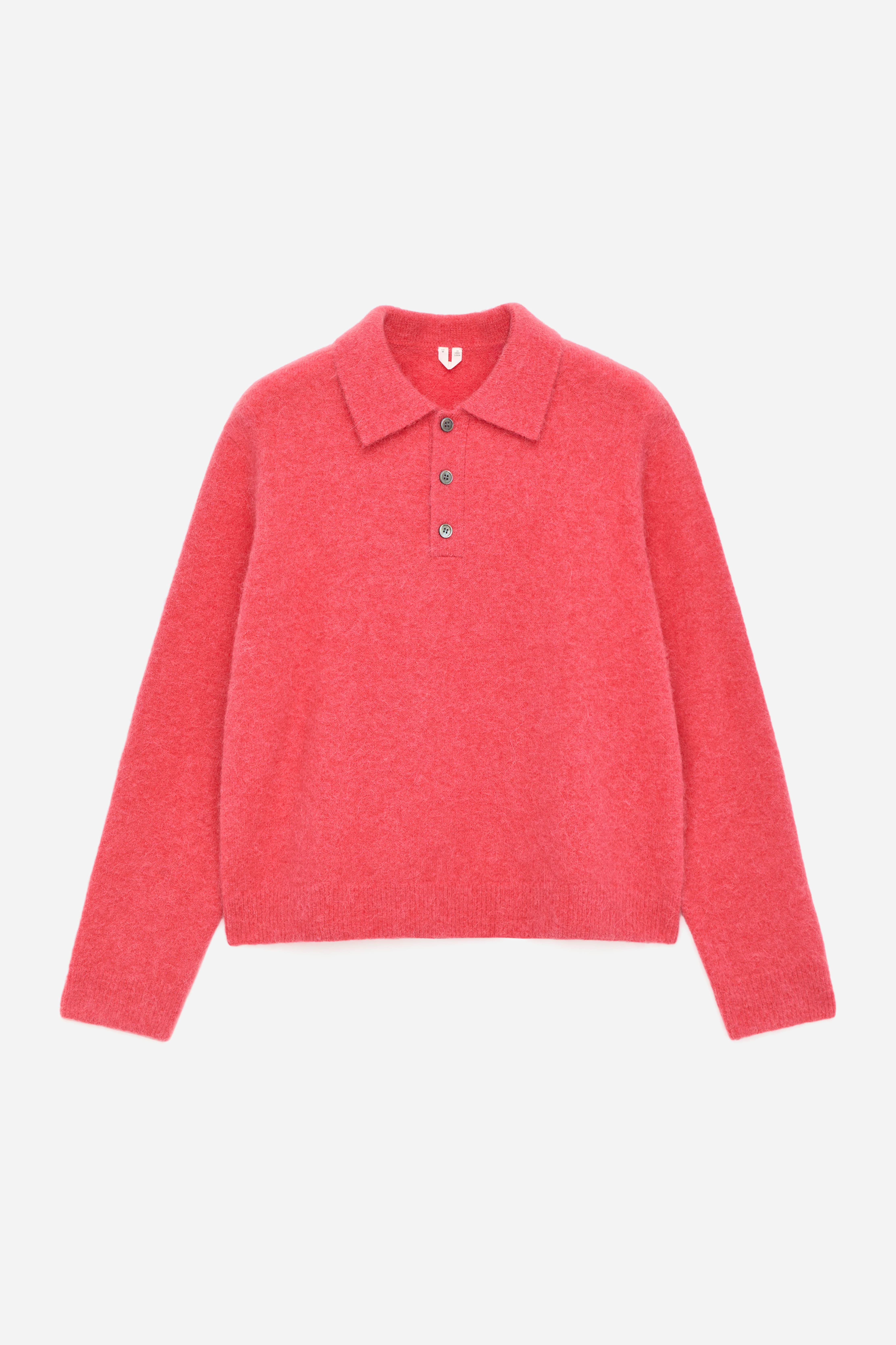 Alpaca Wool Blend Polo Shirt - Pink