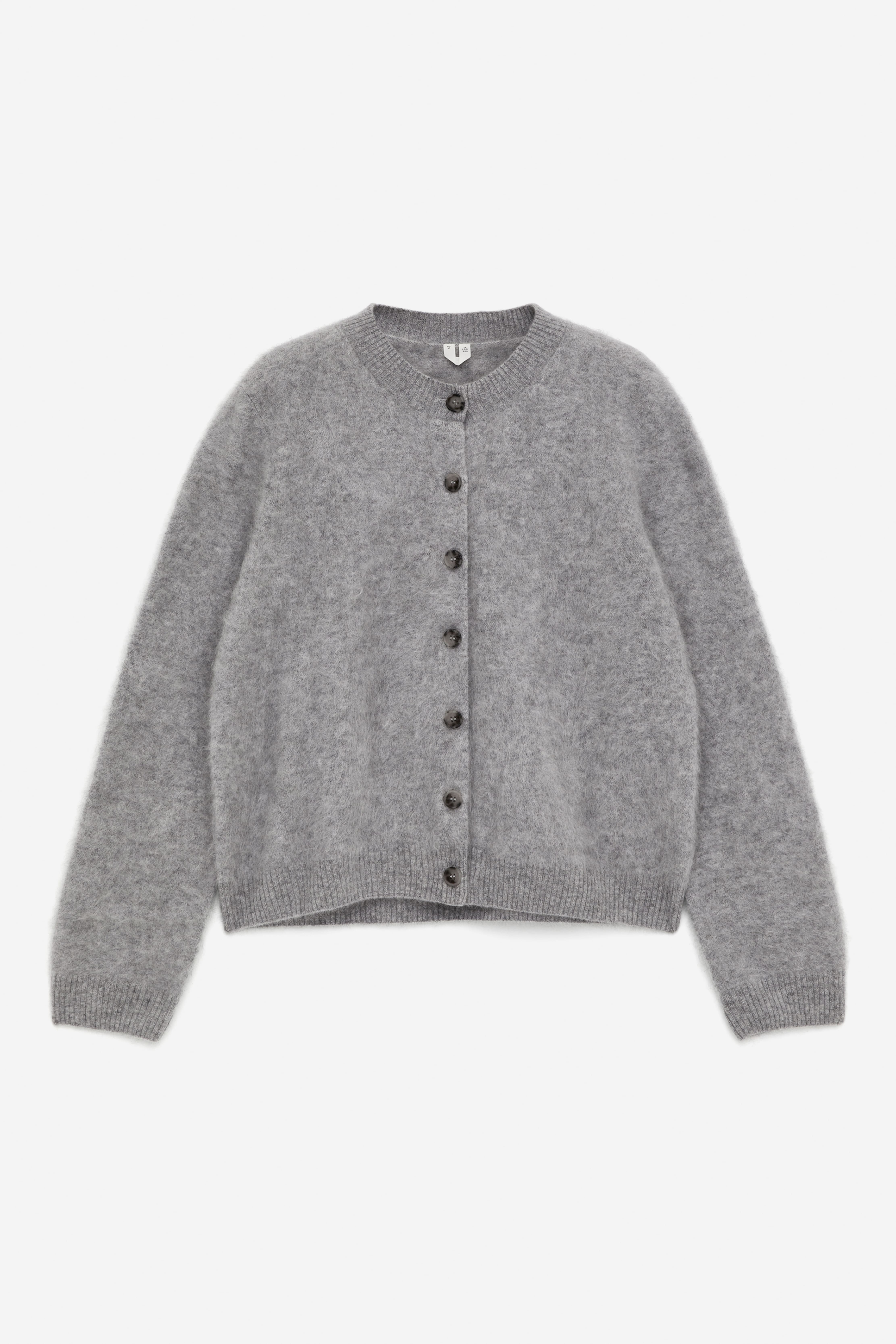 Strickjacke aus reinem, gebürstetem Kaschmir - Grau/Schwarz