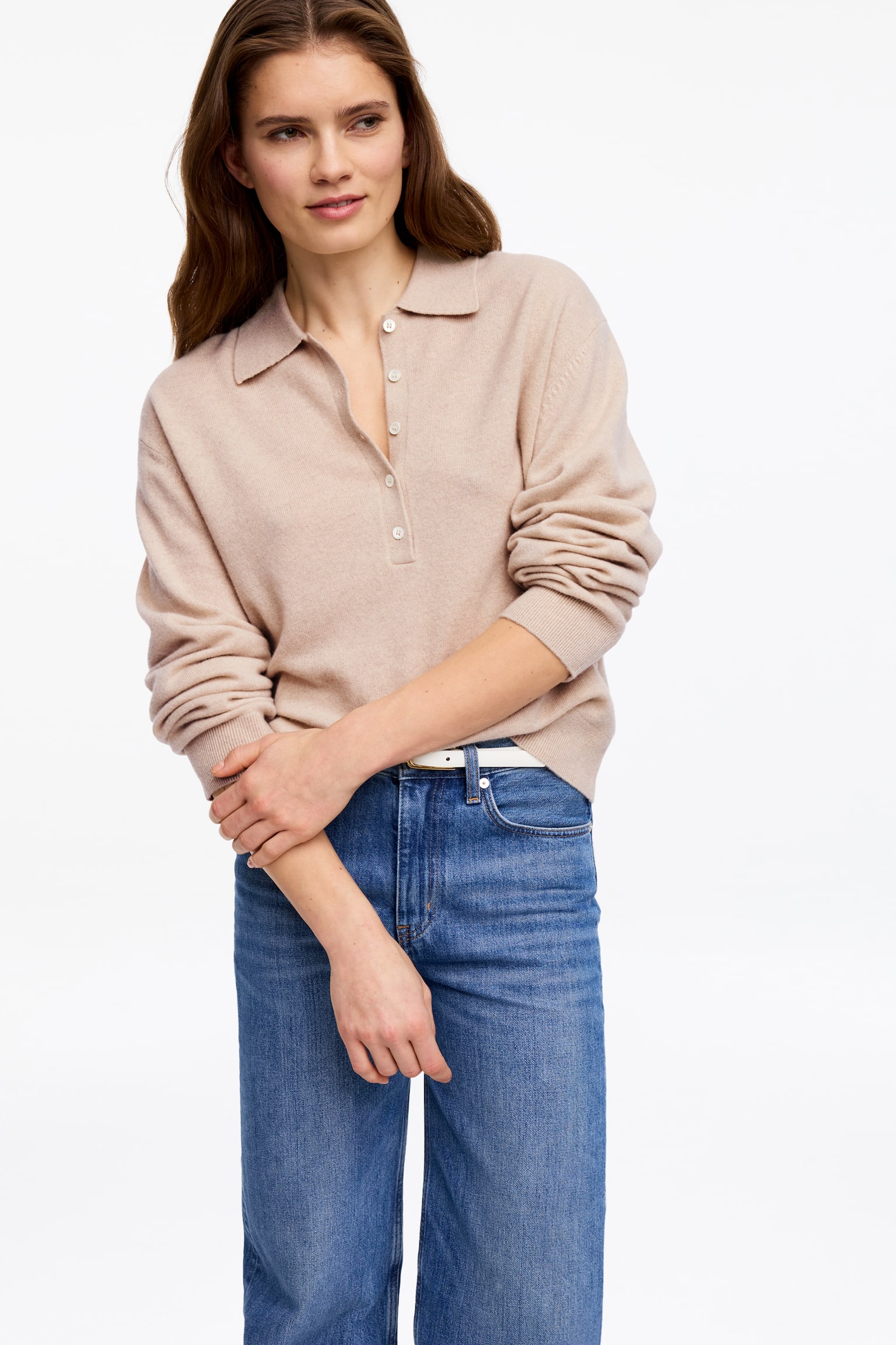 Polopullover aus Kaschmir und Wolle - Beige - 5