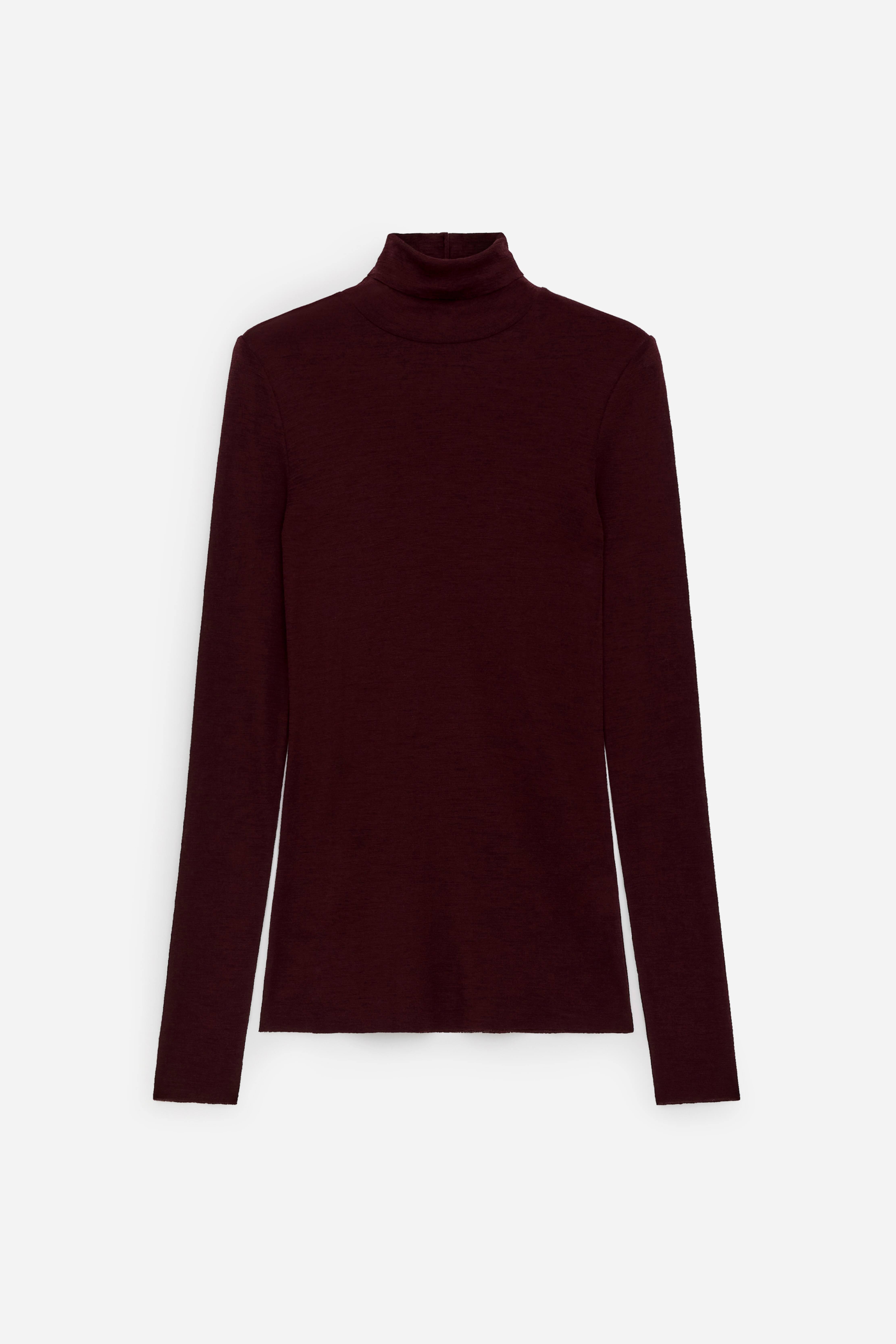 Maglia in lana a collo alto - Bordeaux/Nero/Grigio
