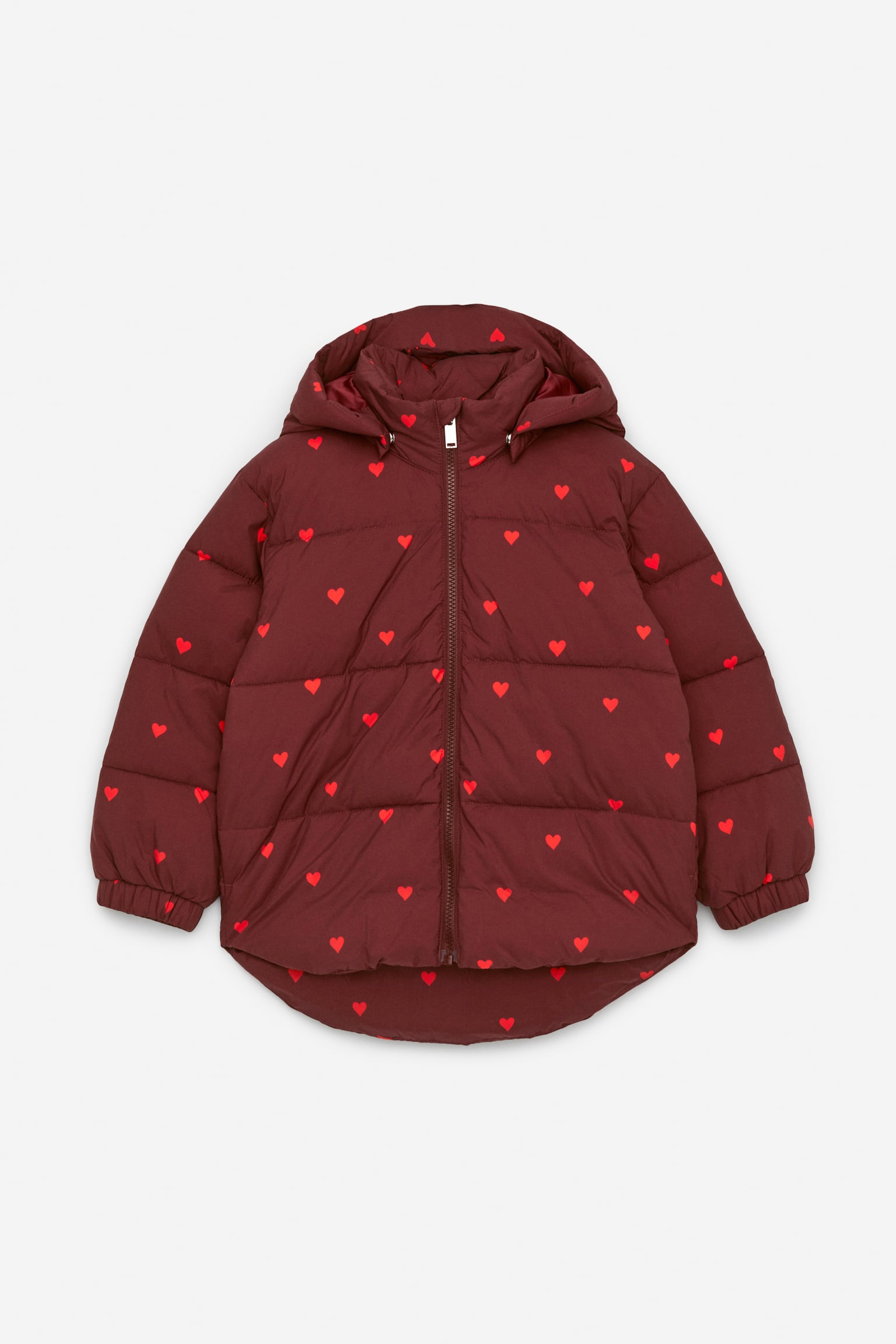 Print Puffer Jacket - Burgundy/Hearts/Off White/Blue - 1