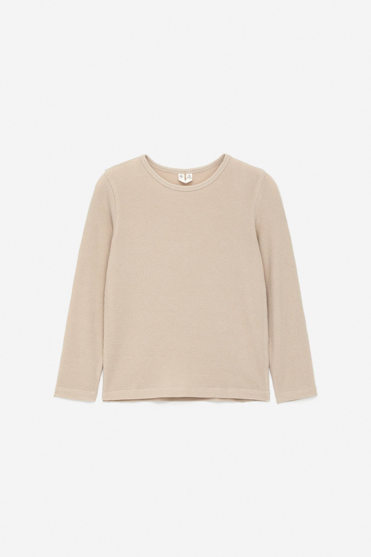 Ribbad topp - Beige - 1