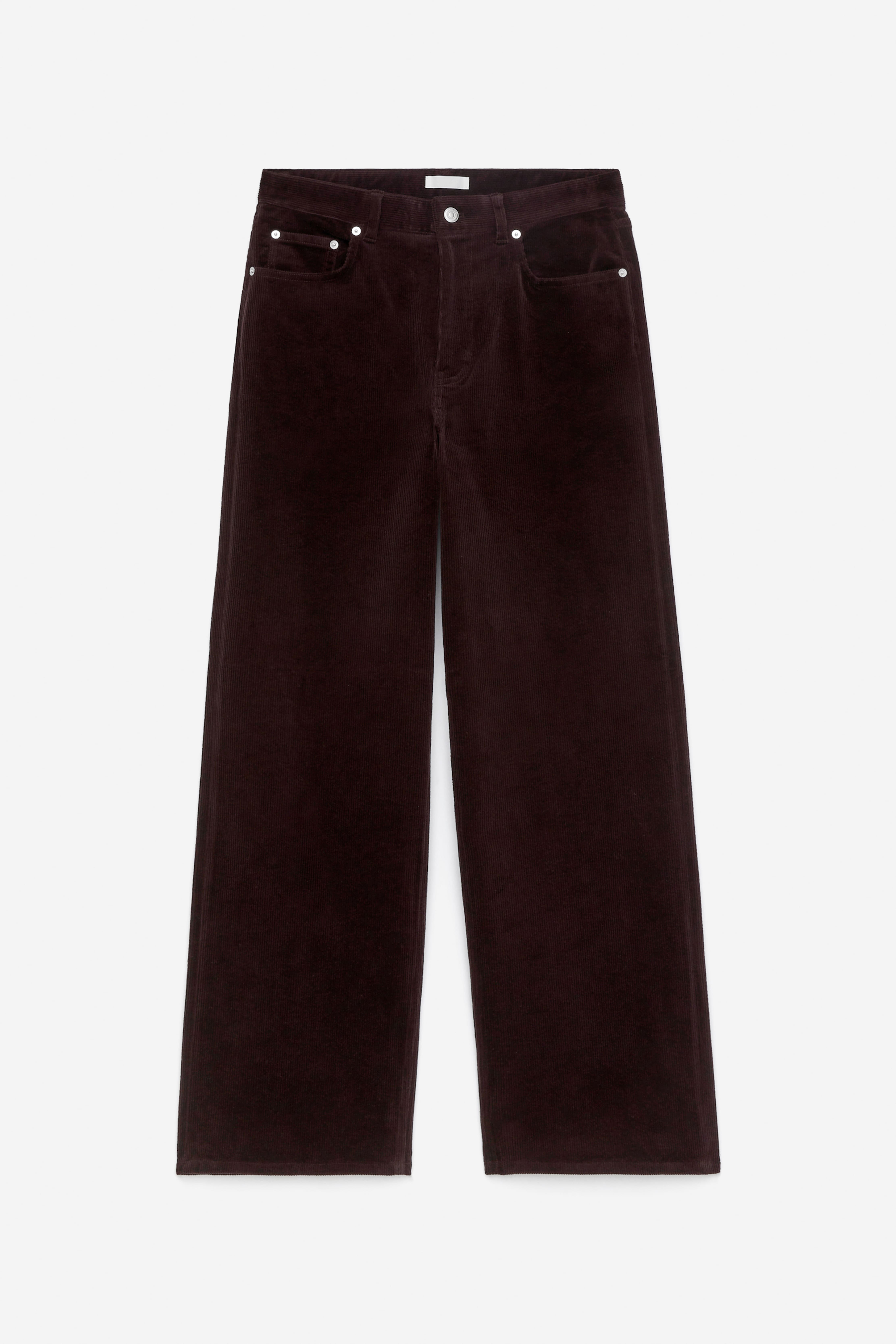 CORAL kordfløyelsjeans med vide ben - Mørk burgunder/Mørk khakigrønn/Offwhite