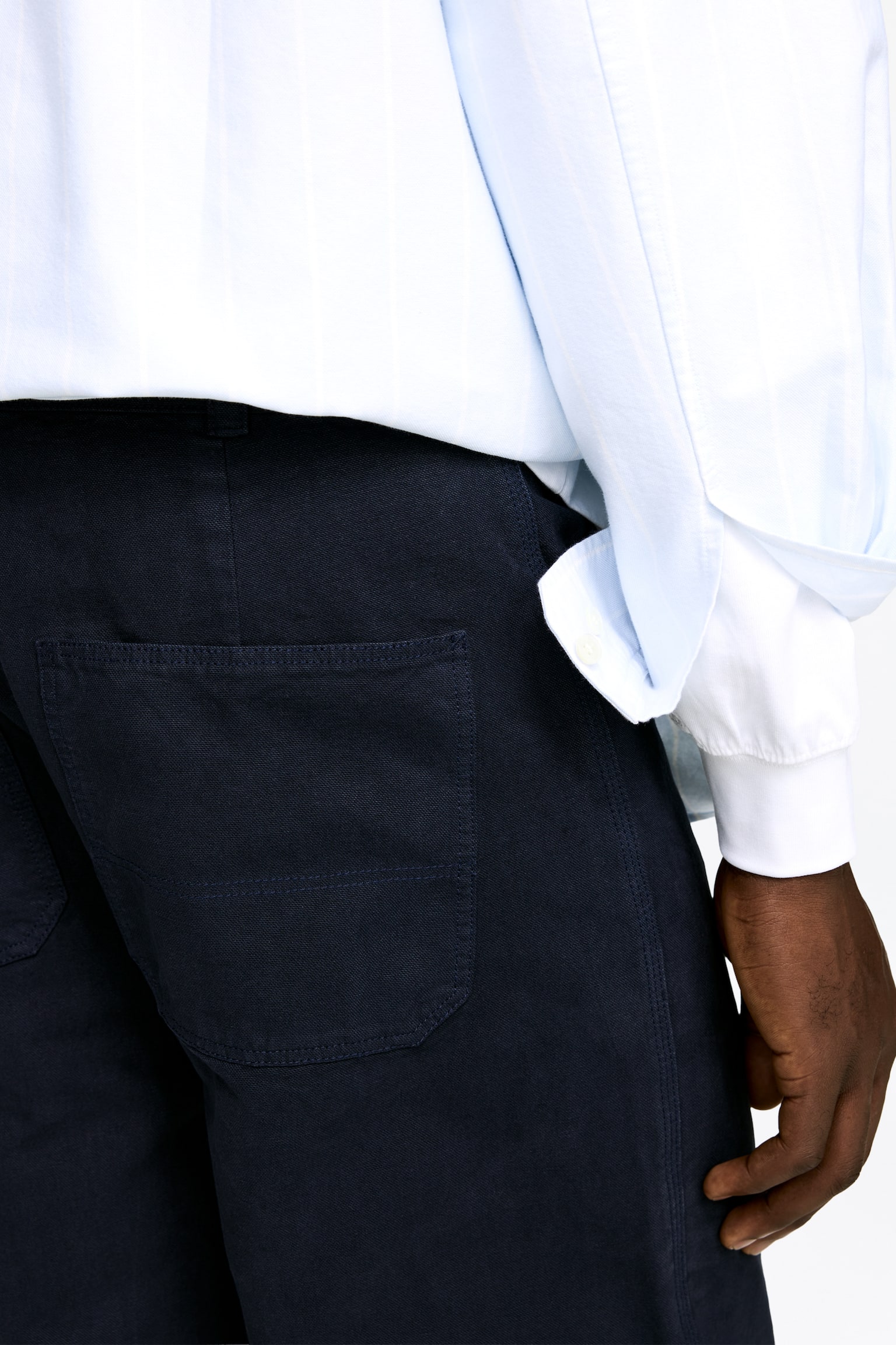 Avslappede canvasbukser - Mørkeblå/Offwhite/Svart - 6