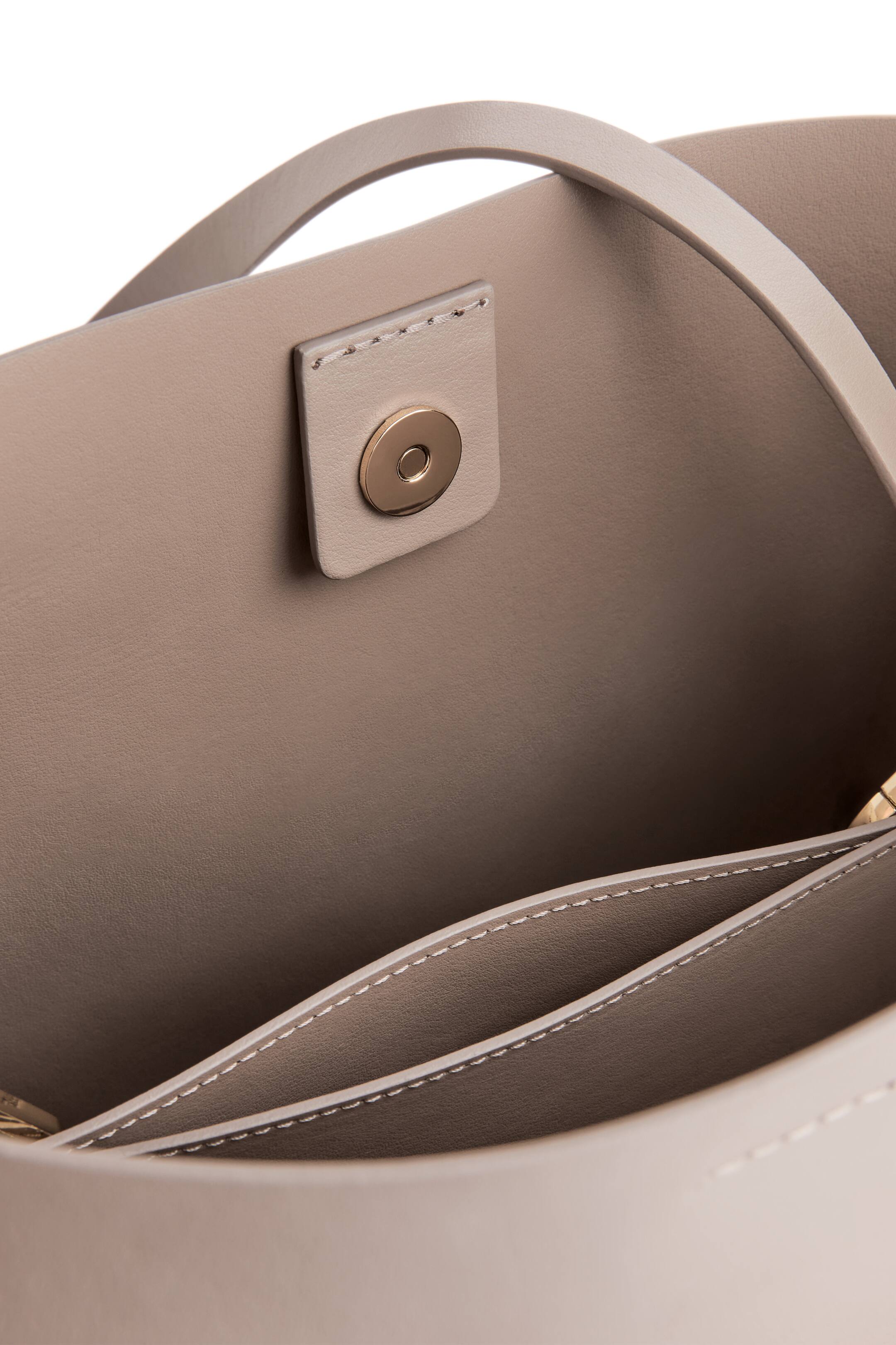 Rigid Leather Tote Bag Taupe DAME H&M NO