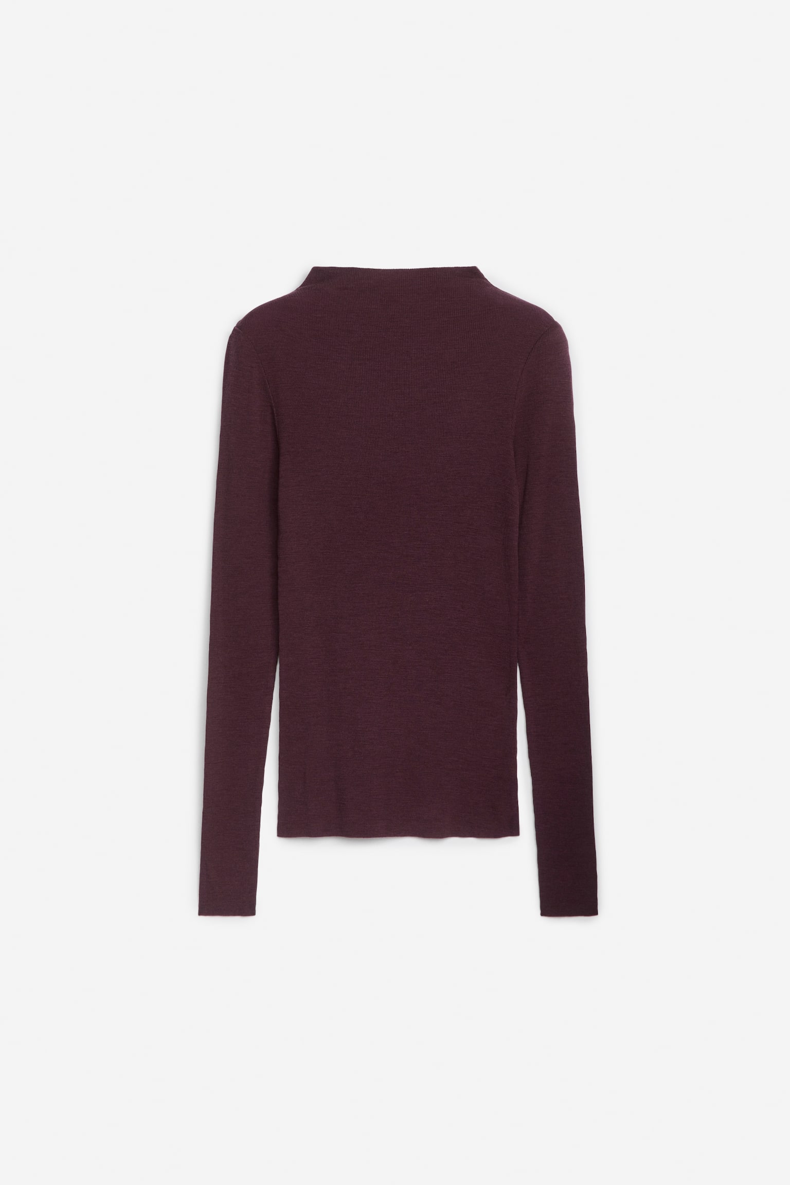 Rib-Knitted Wool Top - Dark Red/Off White