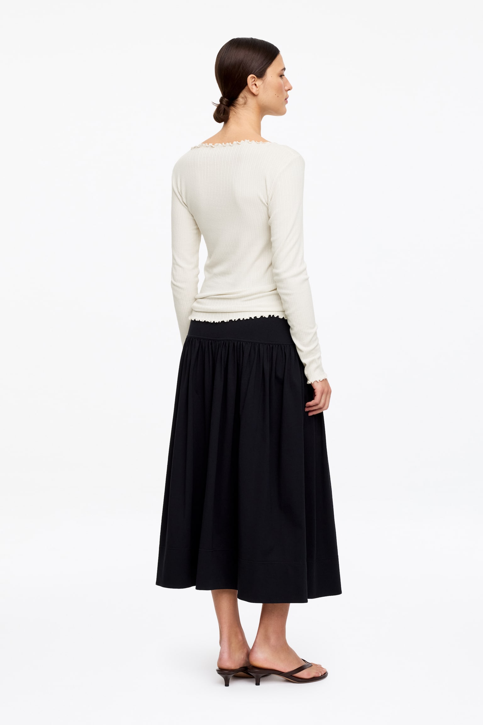 Topp med båtringning - Off-white/Svart - 3