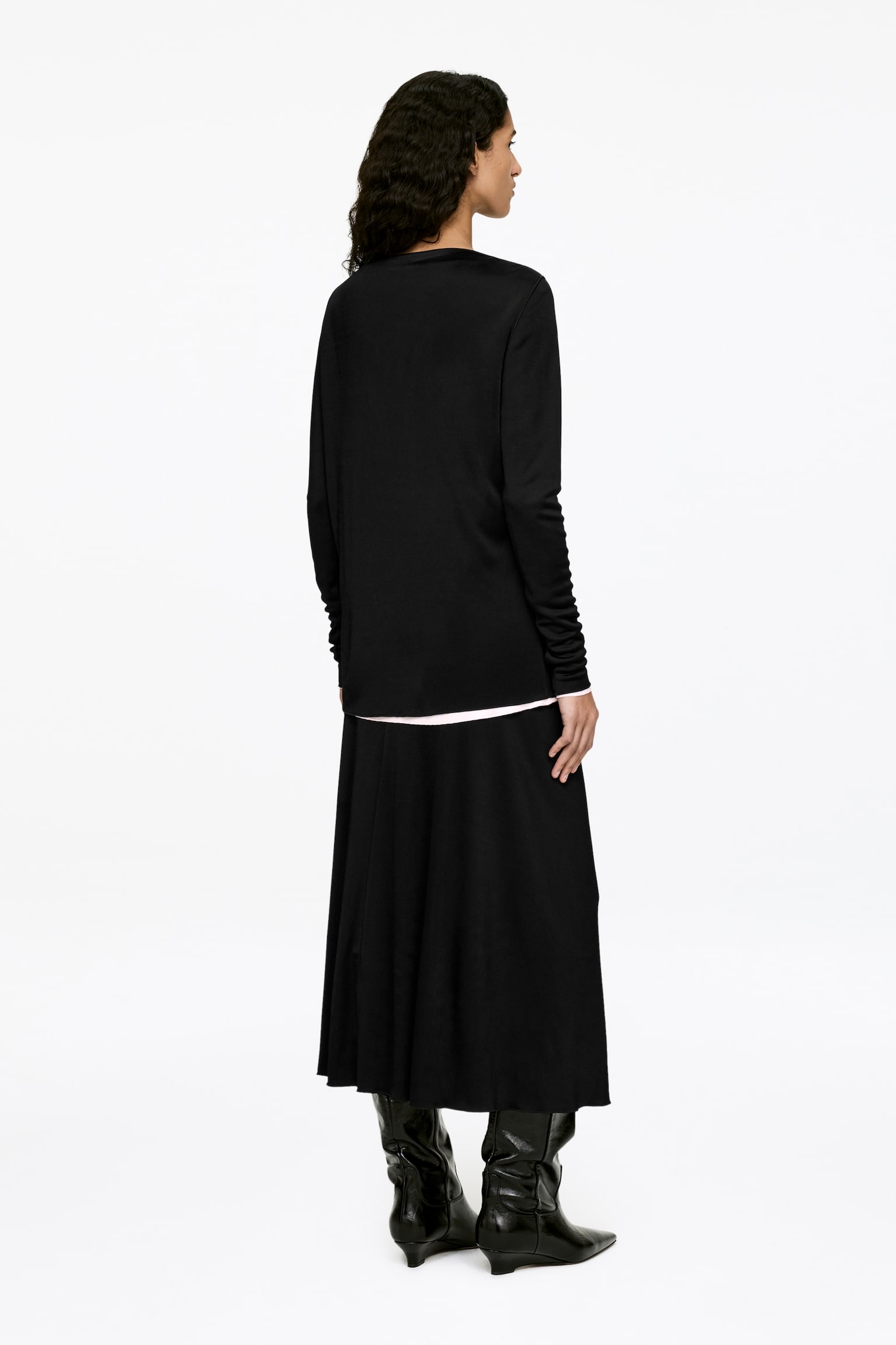 Satinoberteil mit U-Boot-Ausschnitt - Schwarz/Rosa - 6