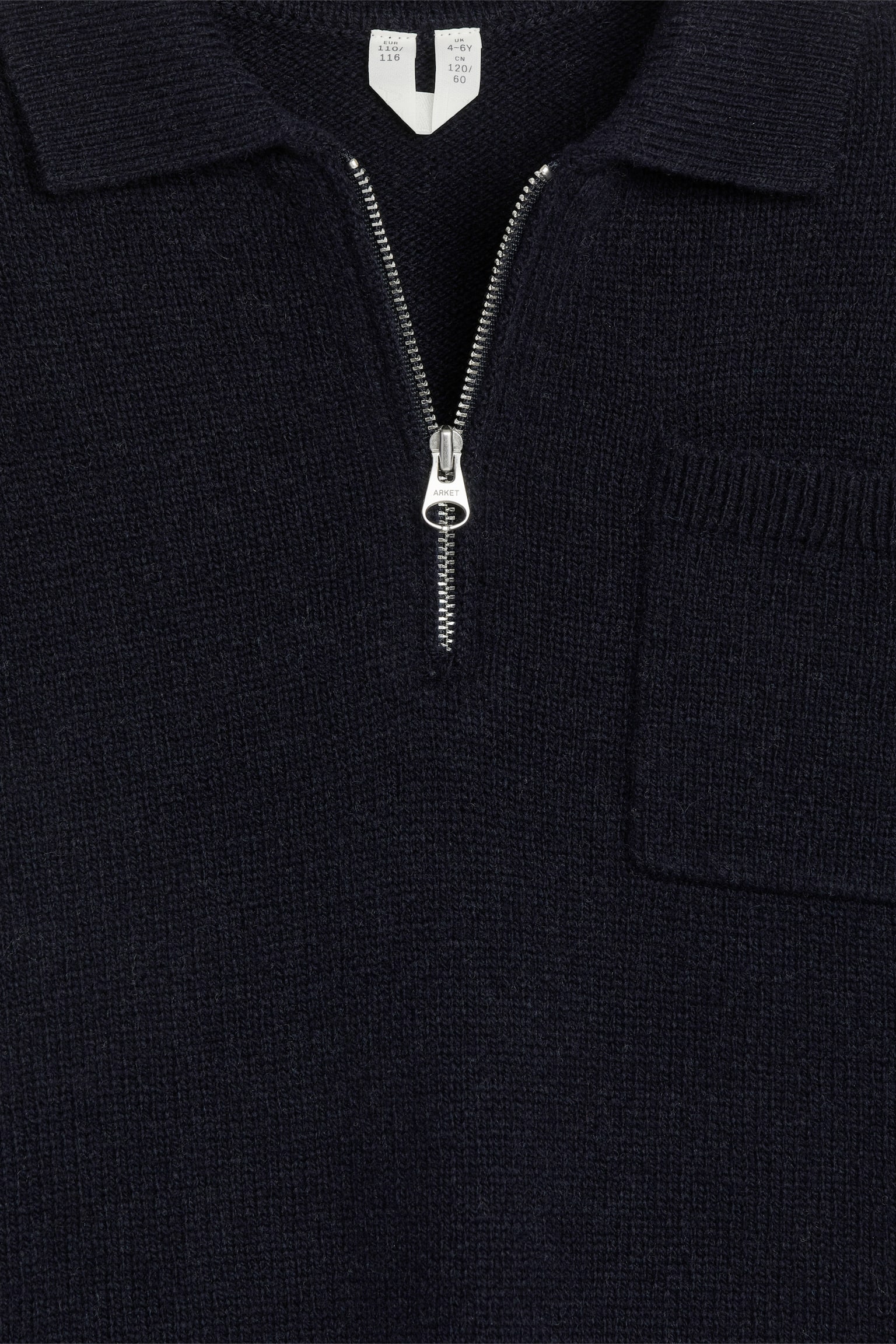 Knitted Wool Zip Polo Shirt - Dark Blue - 3