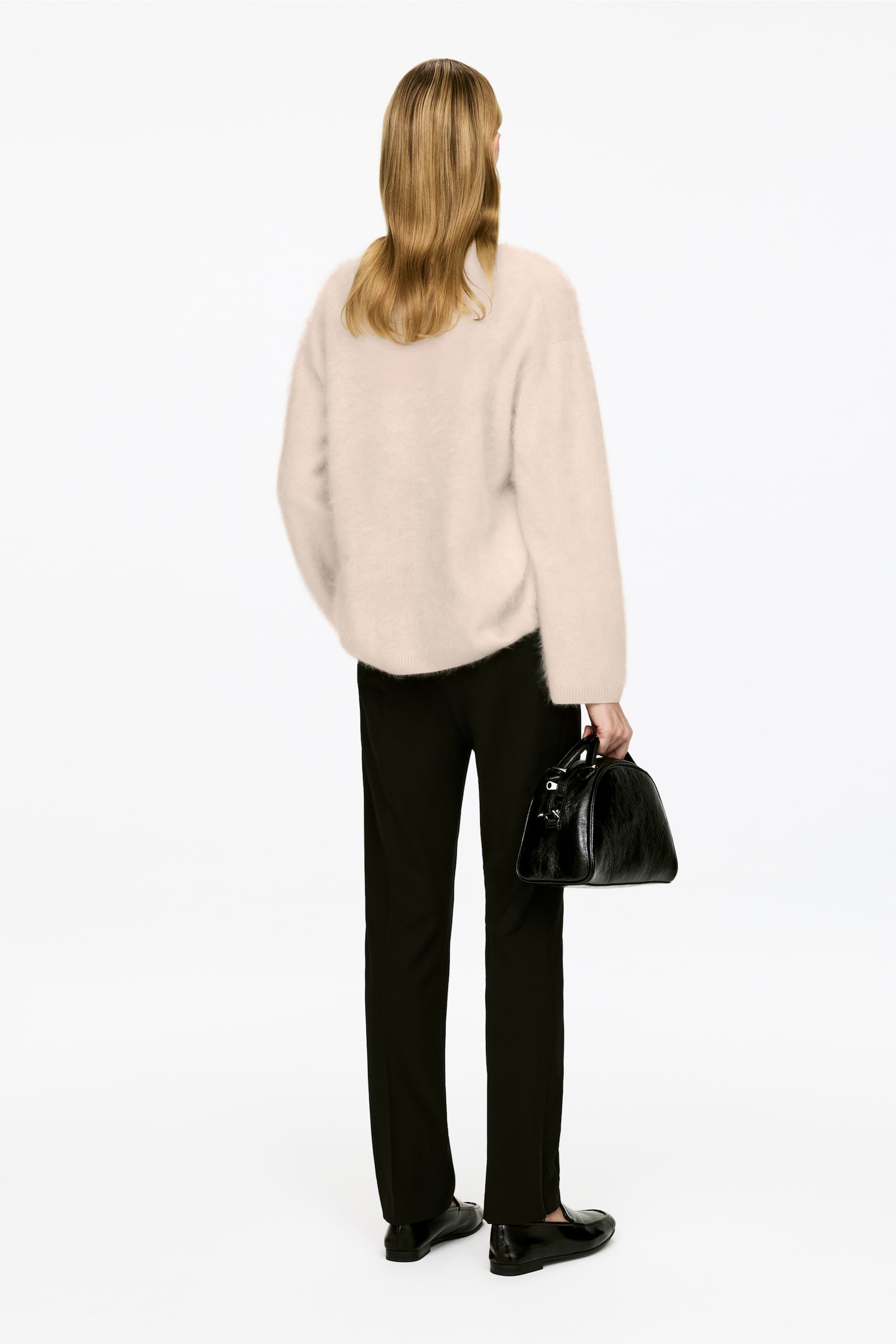 Pullover aus reinem, gebürstetem Kaschmir​ - Altrosa/Dunkelbraun - 4