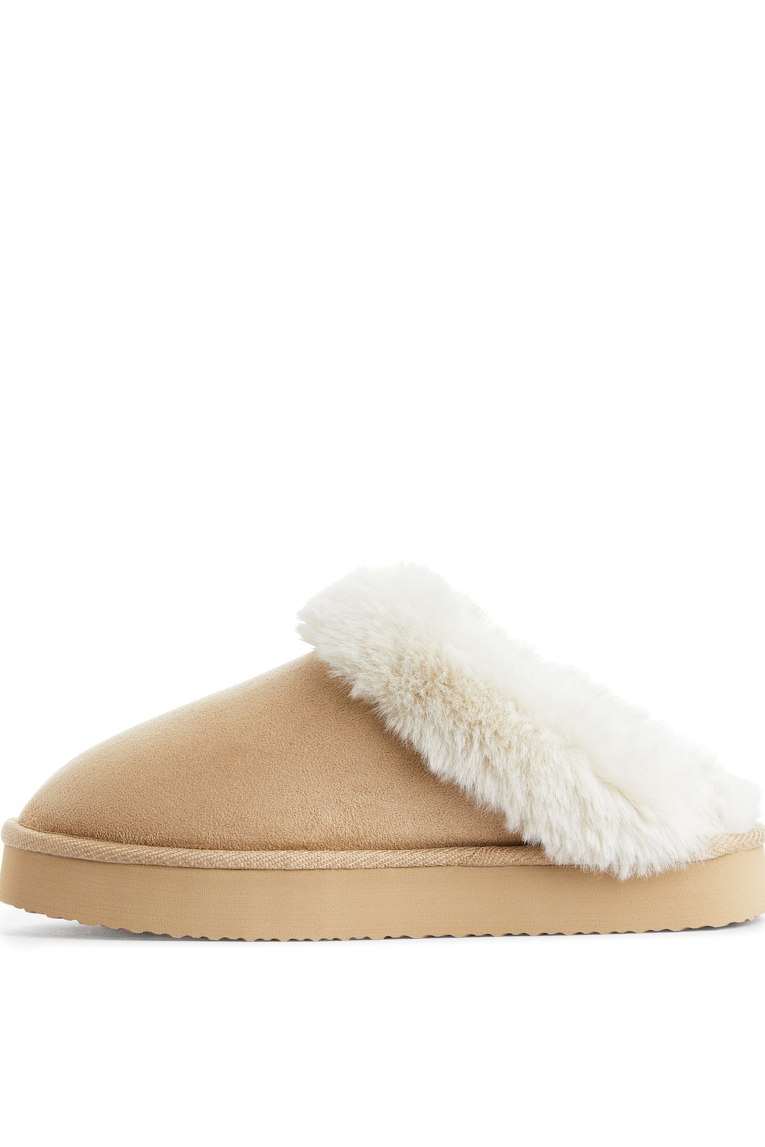 Faux Fur Slippers - Beige - 4