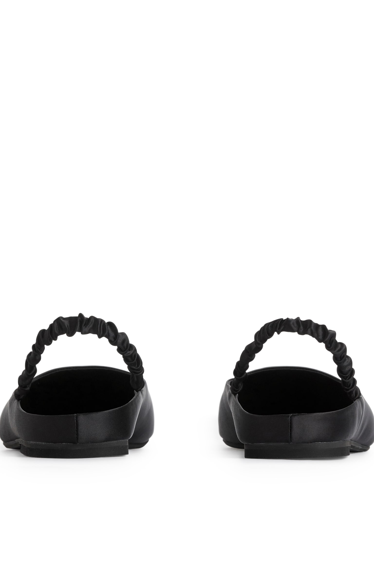 Slingback Satin Flats - Black - 4