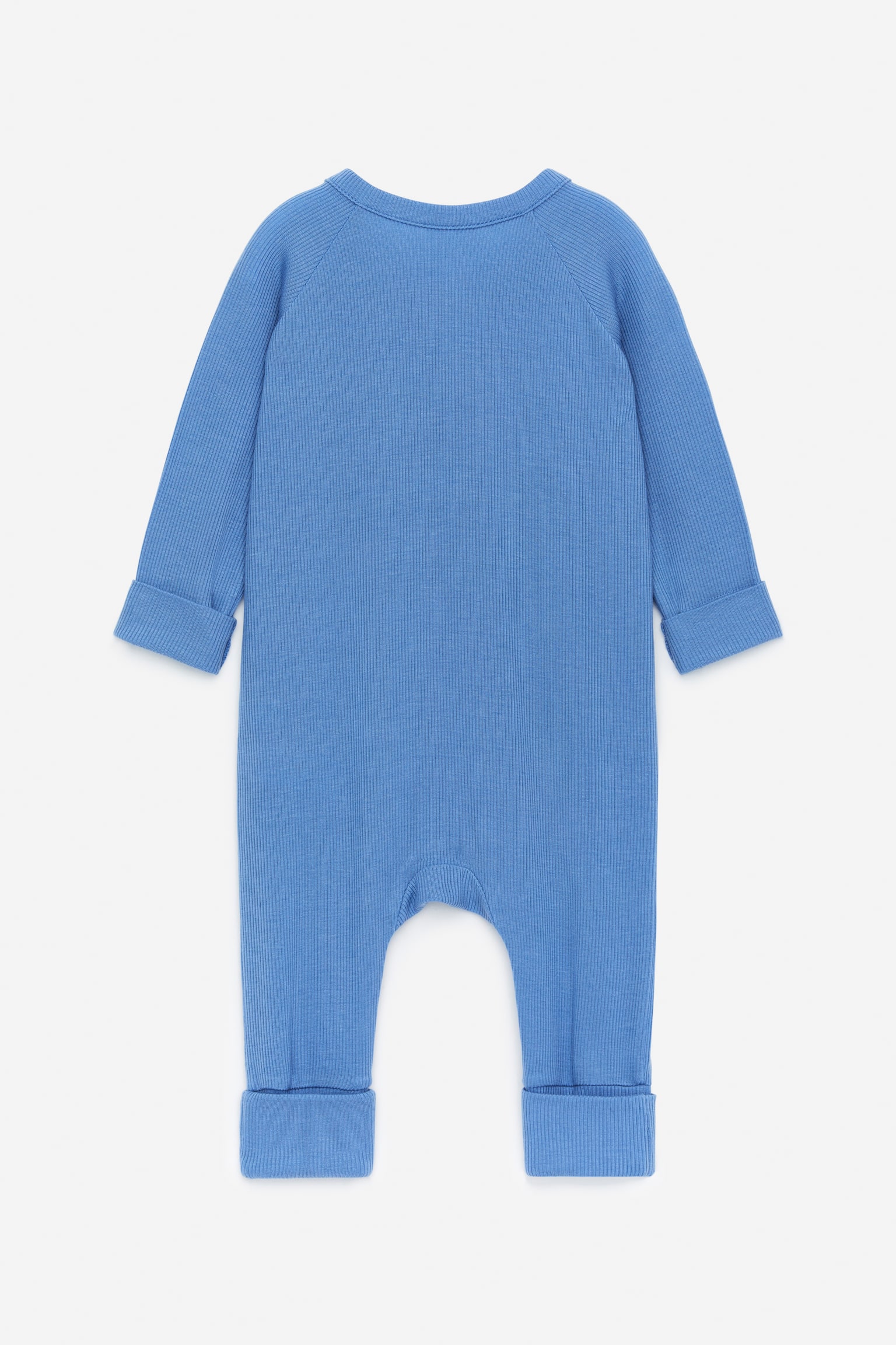 Newborn Smooth Rib Pyjama - Blue/Beige - 2