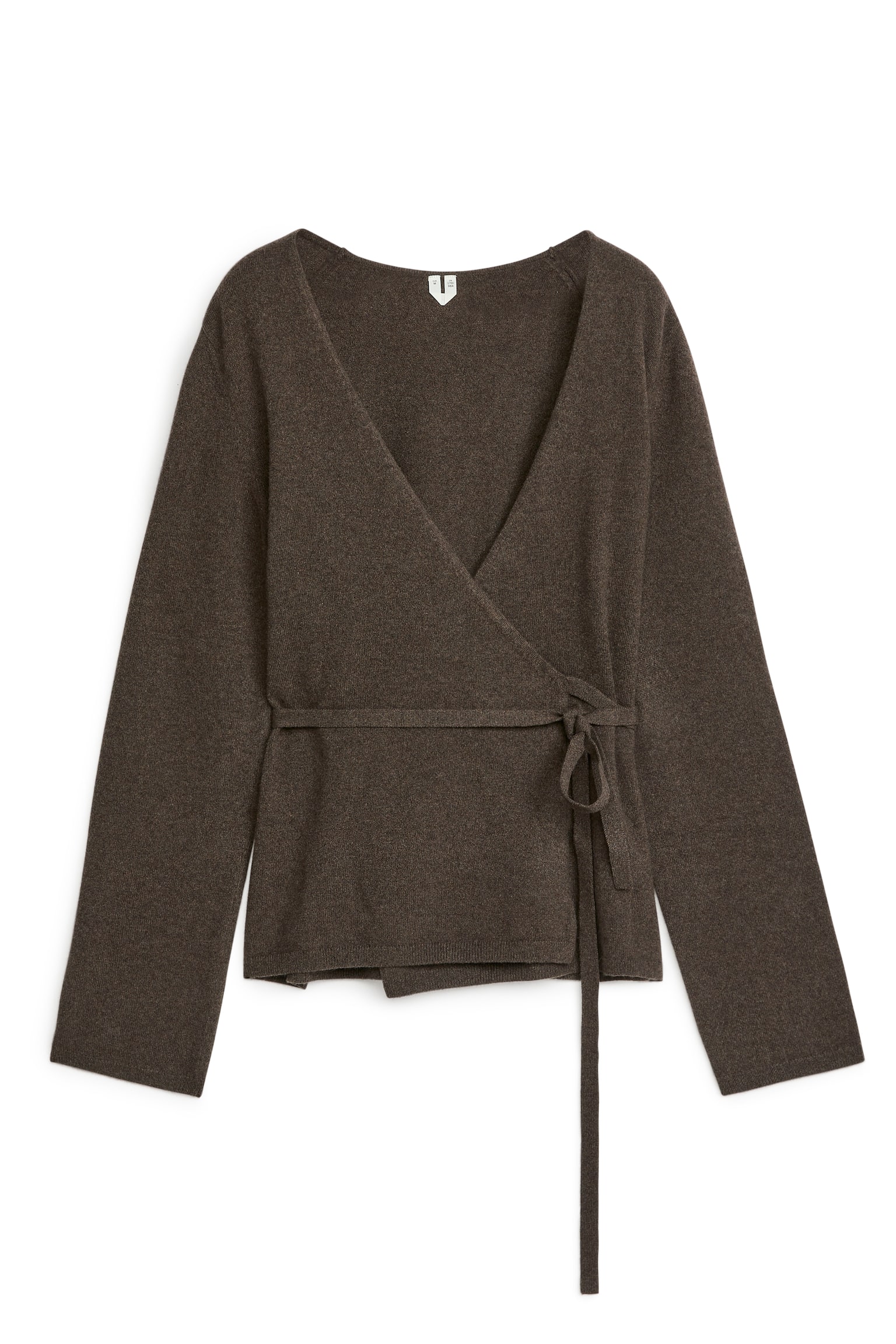 Cashmere-Wool Wrap Cardigan - Dark Brown - 2