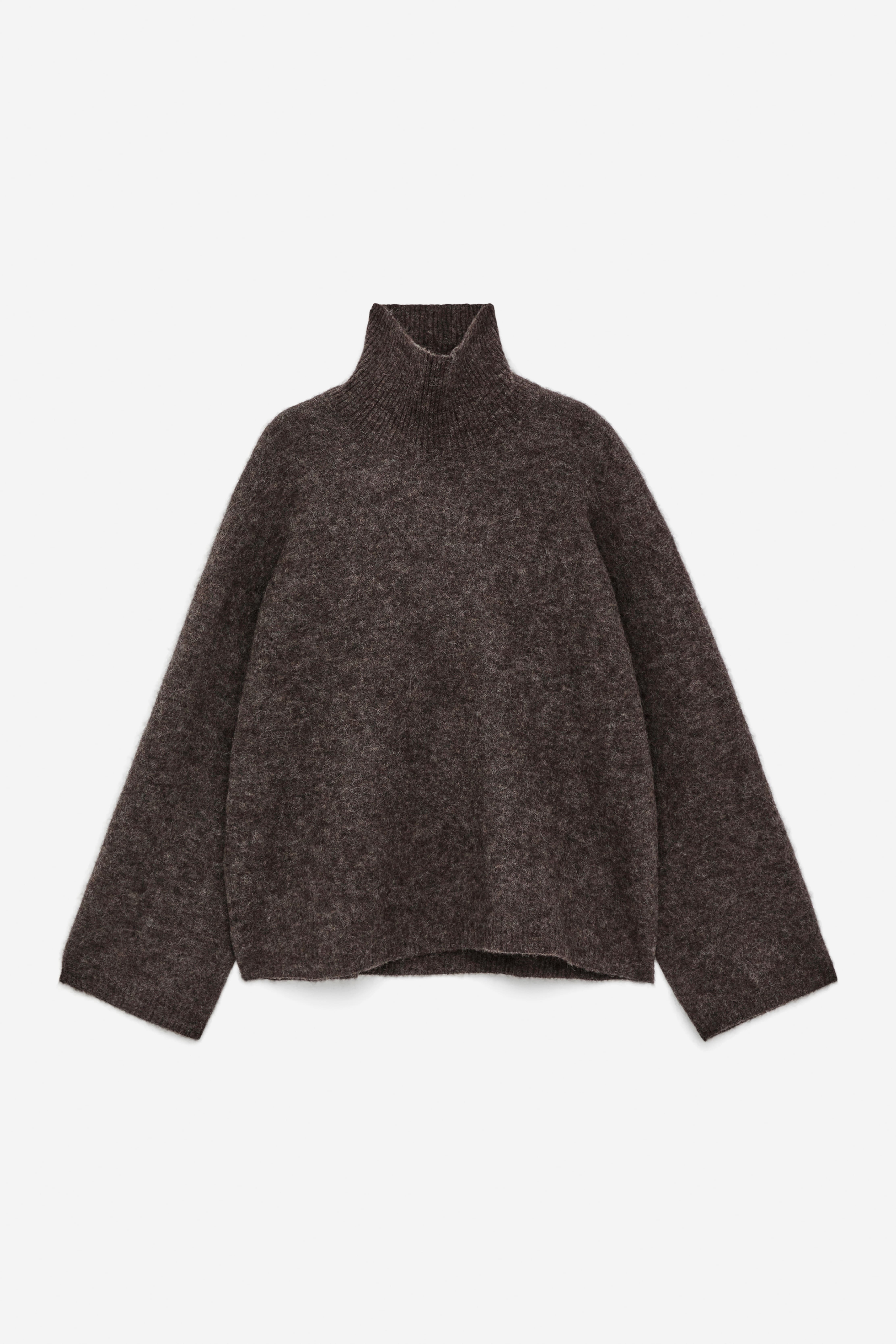 Rollkragenpullover - Braun/Dunkelgrün