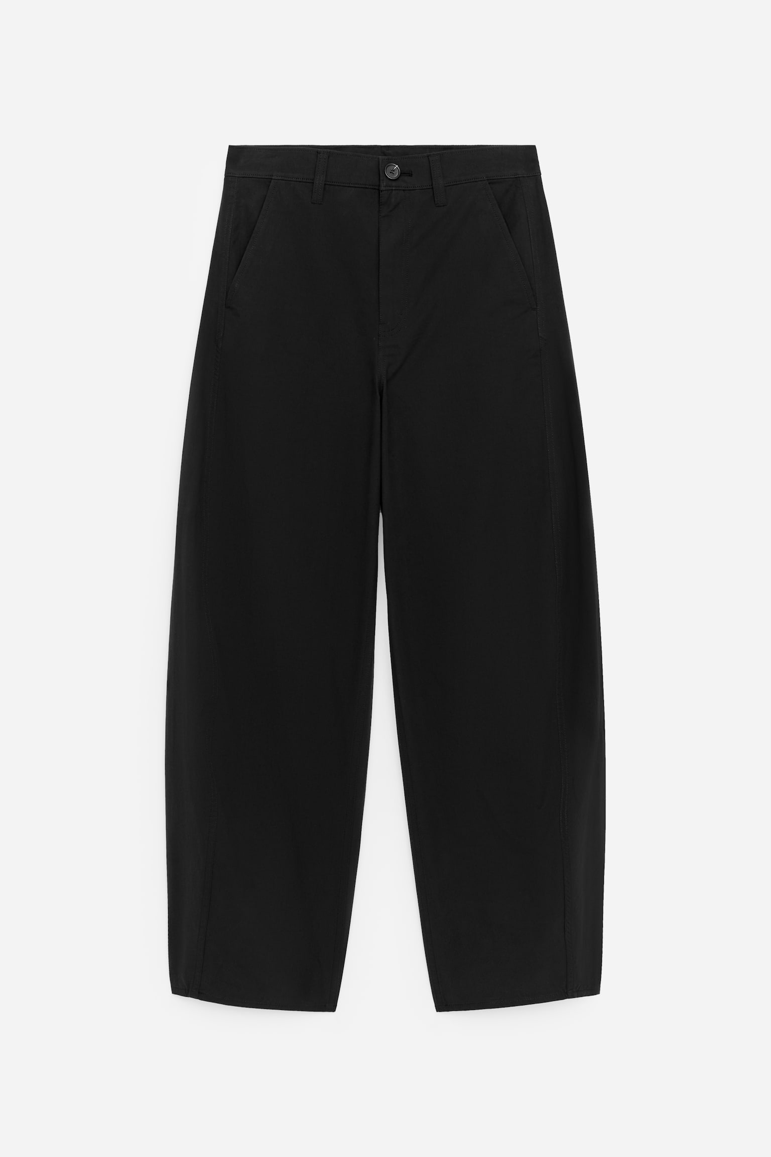 Hose mit Barrel Leg - Schwarz/Beige - 2