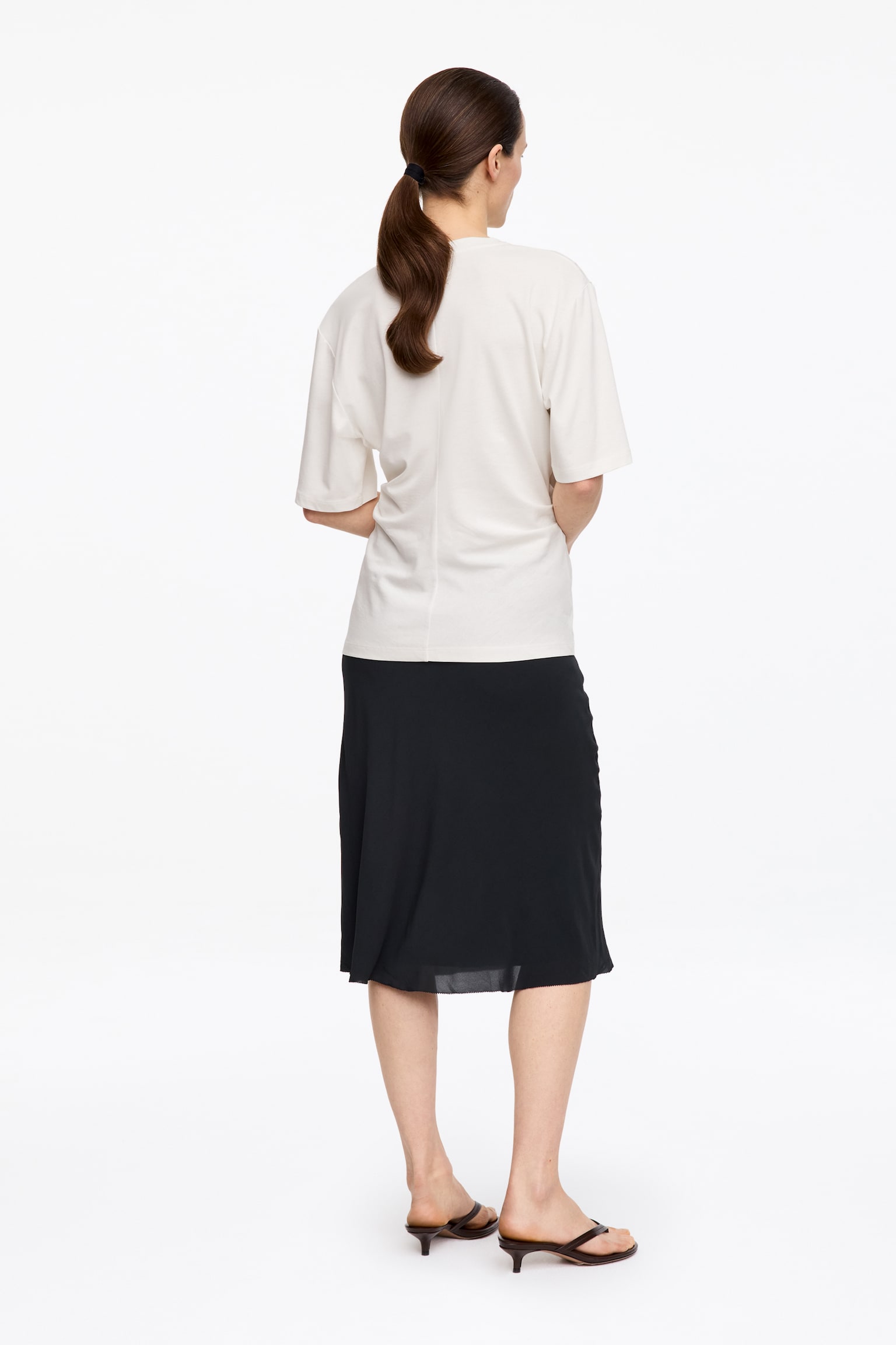 Drapiertes T-Shirt - Weiß/Schwarz - 6
