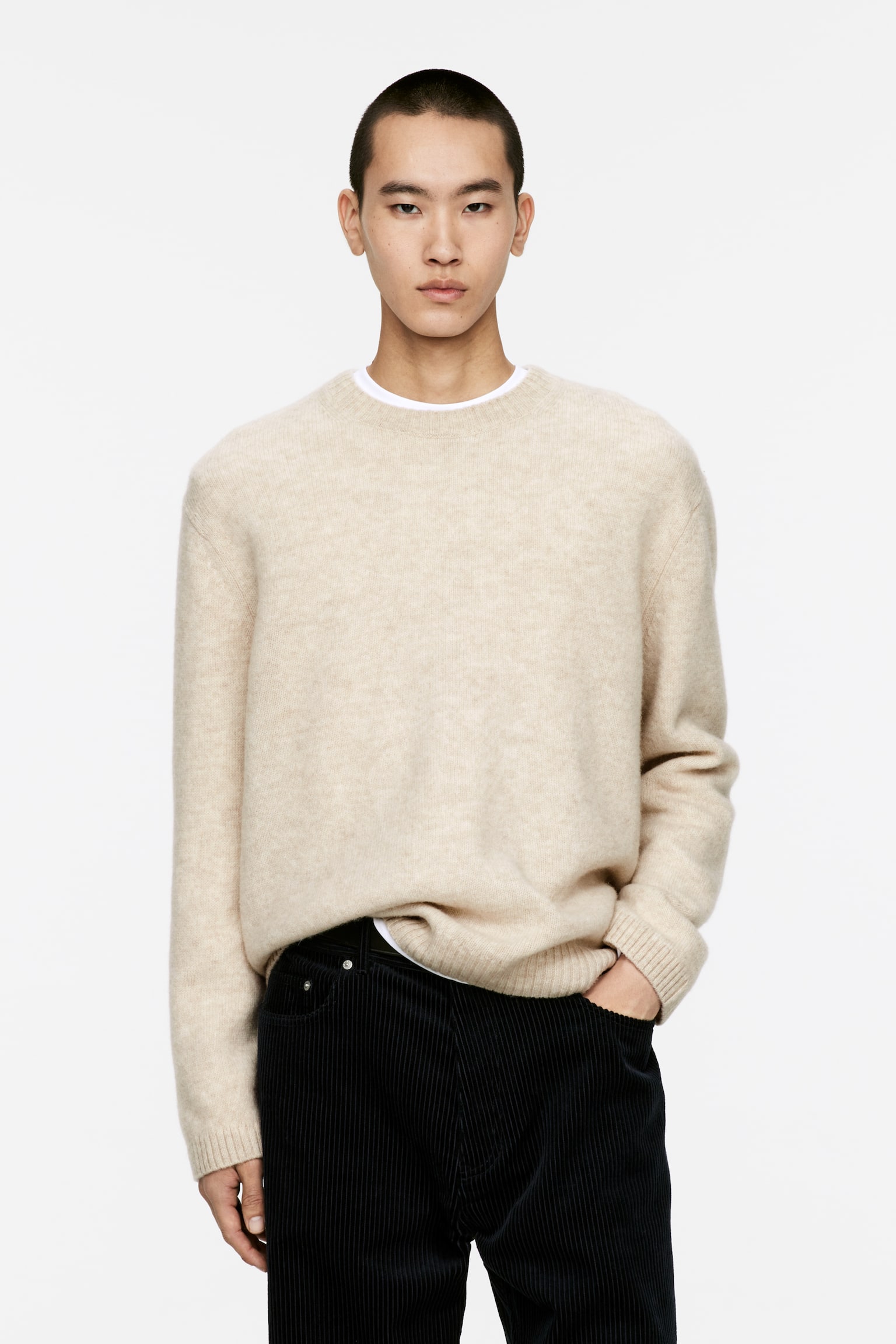 Crew-Neck Wool Jumper - Off White/Burgundy/Green/Red - 1