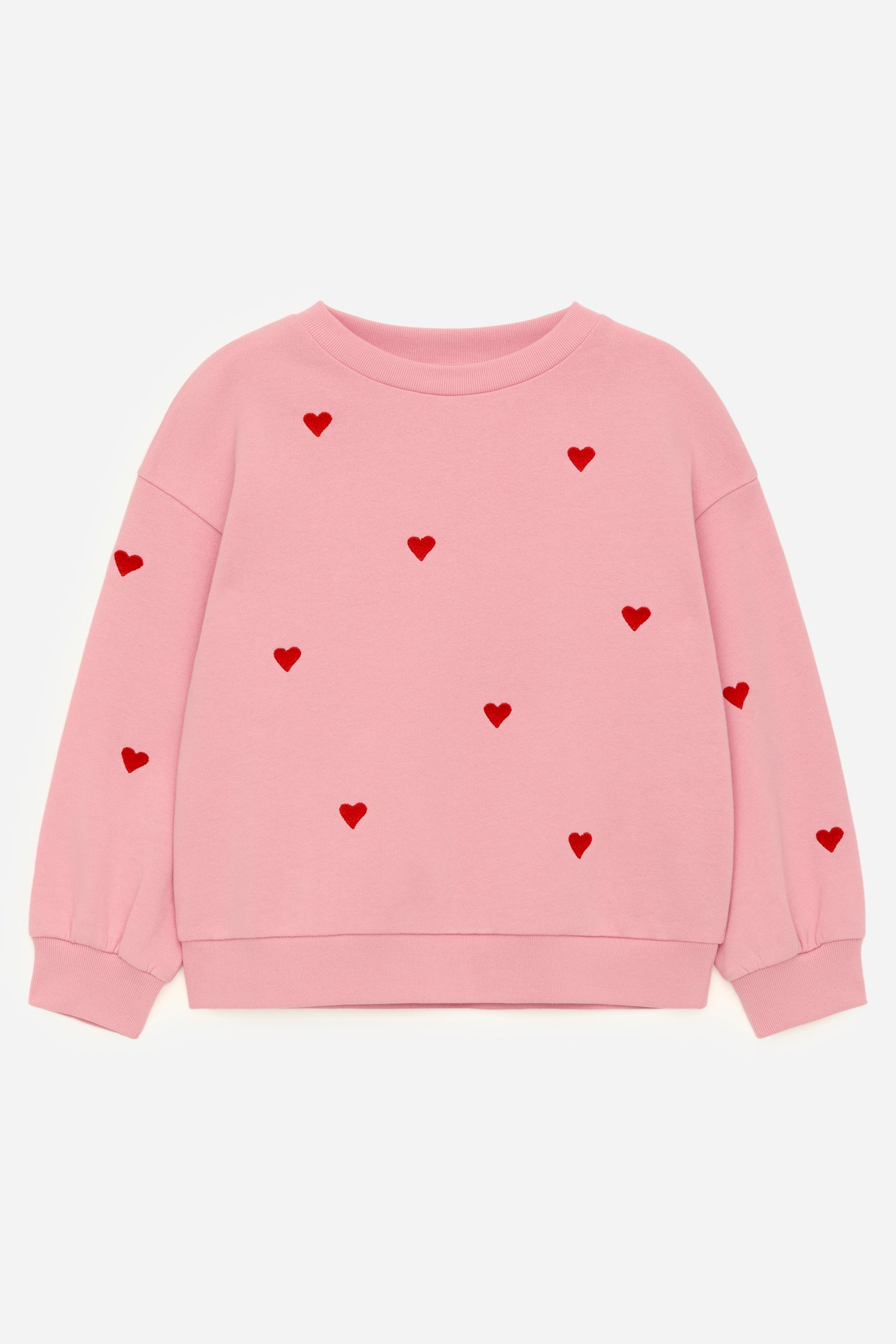 Sweatshirt mit Stickerei - Rosa/rote Herzen