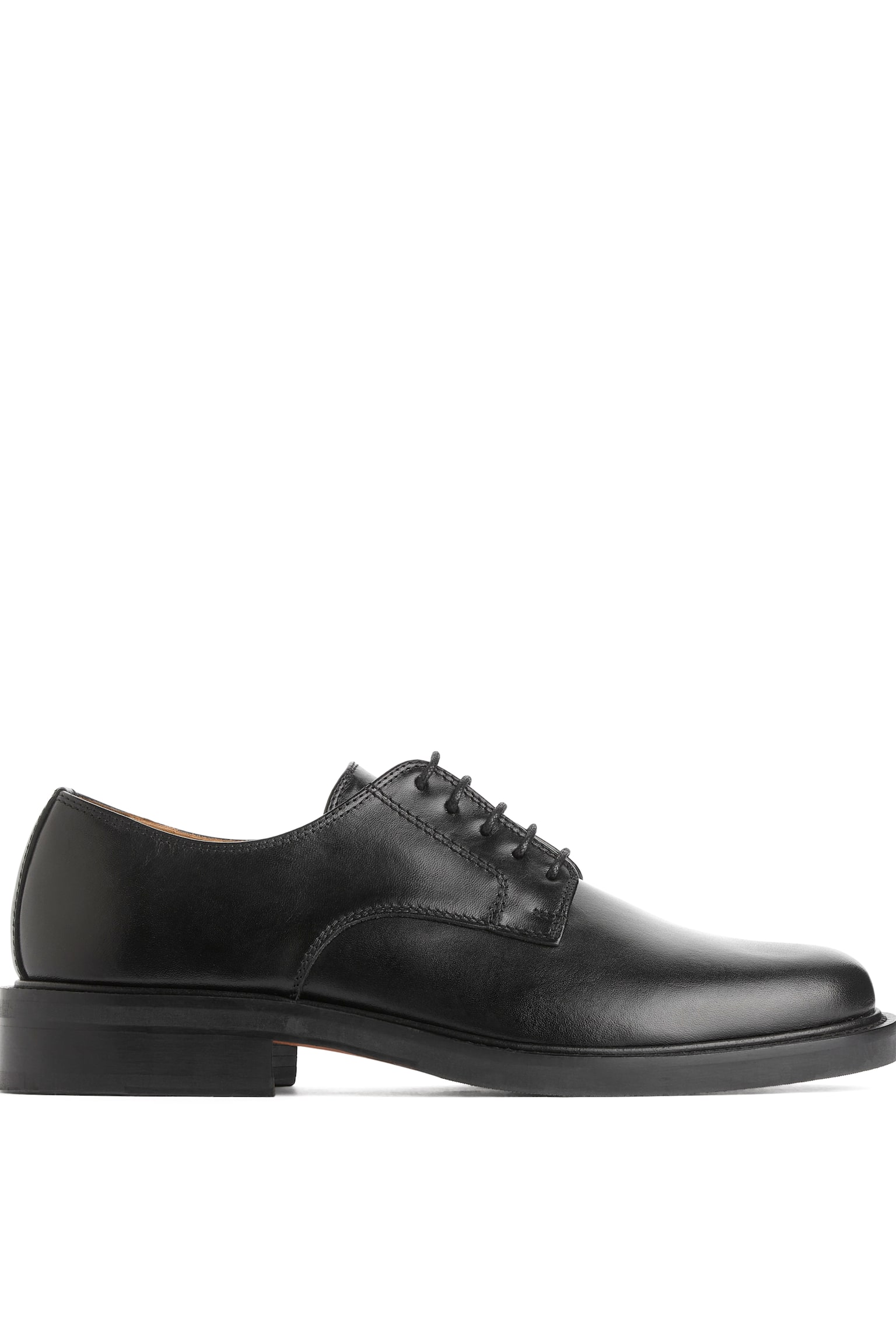 Leather Derby Shoes - Black - 2