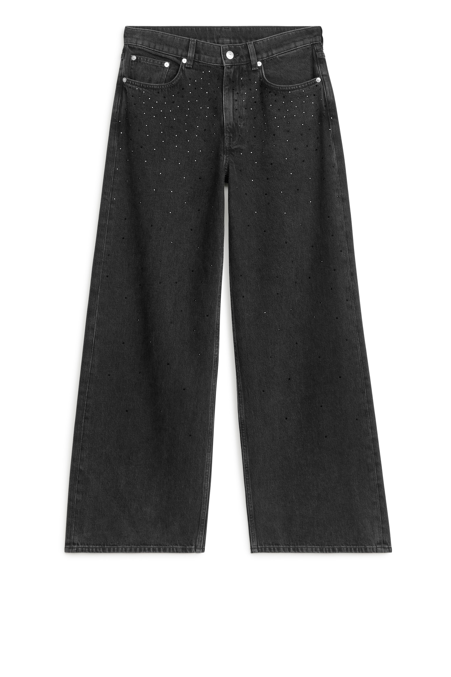 CLOUD Rhinestone Loose Jeans - Black - 1