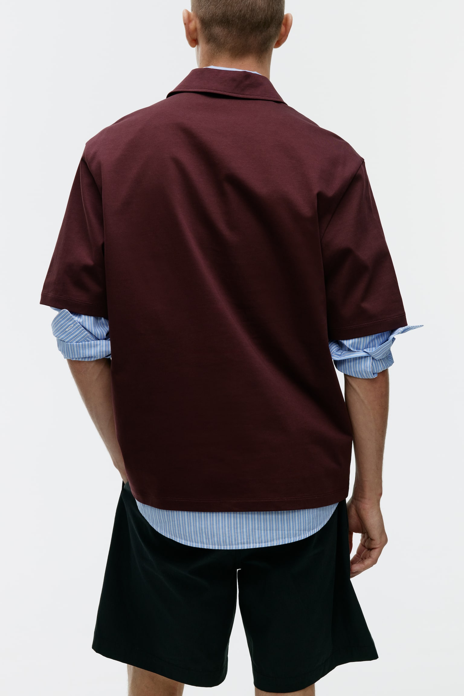 Cotton Polo Shirt - Burgundy/Dark Blue - 5