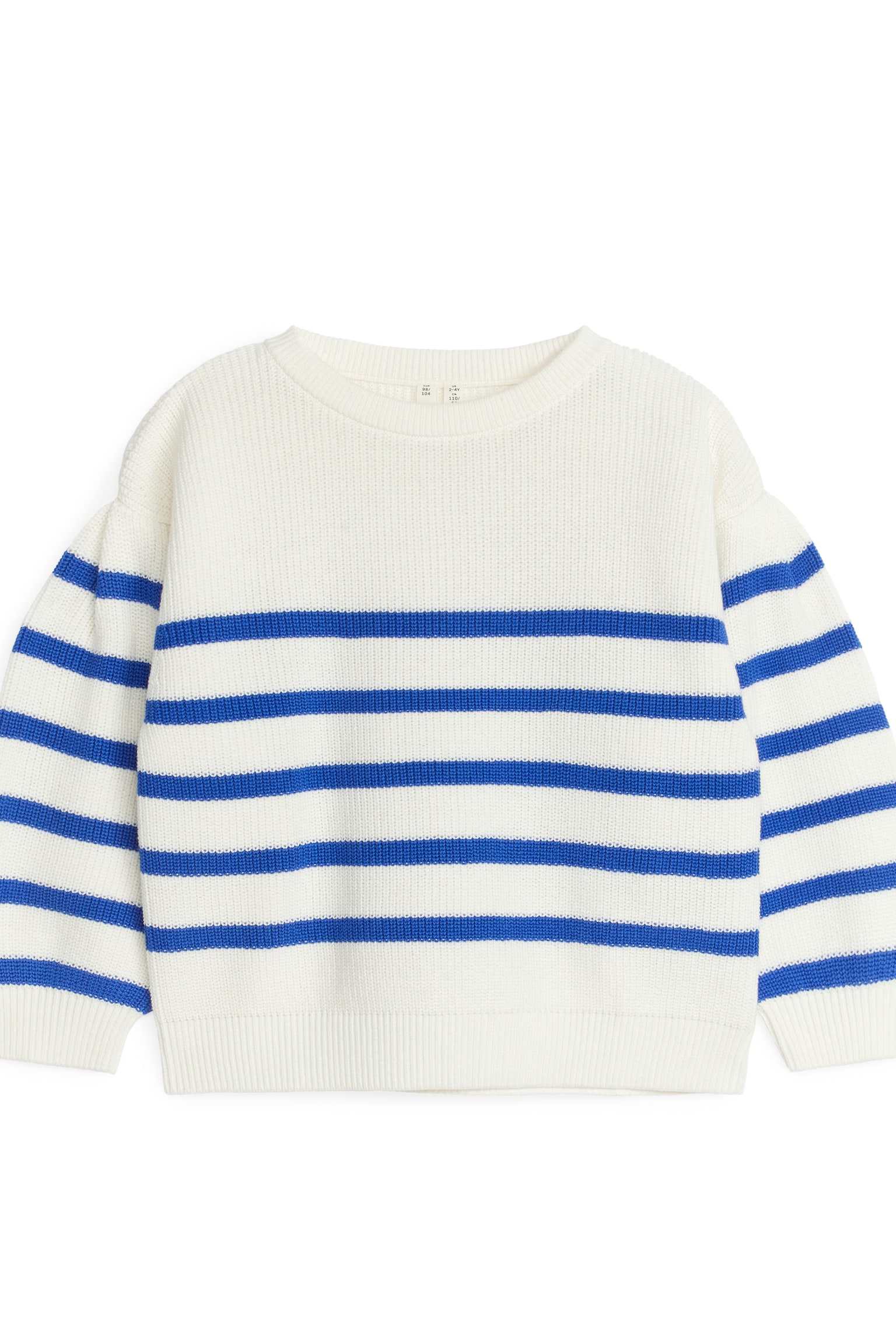 Rib-Knitted Cotton Jumper - Bright Blue/Off White - 1