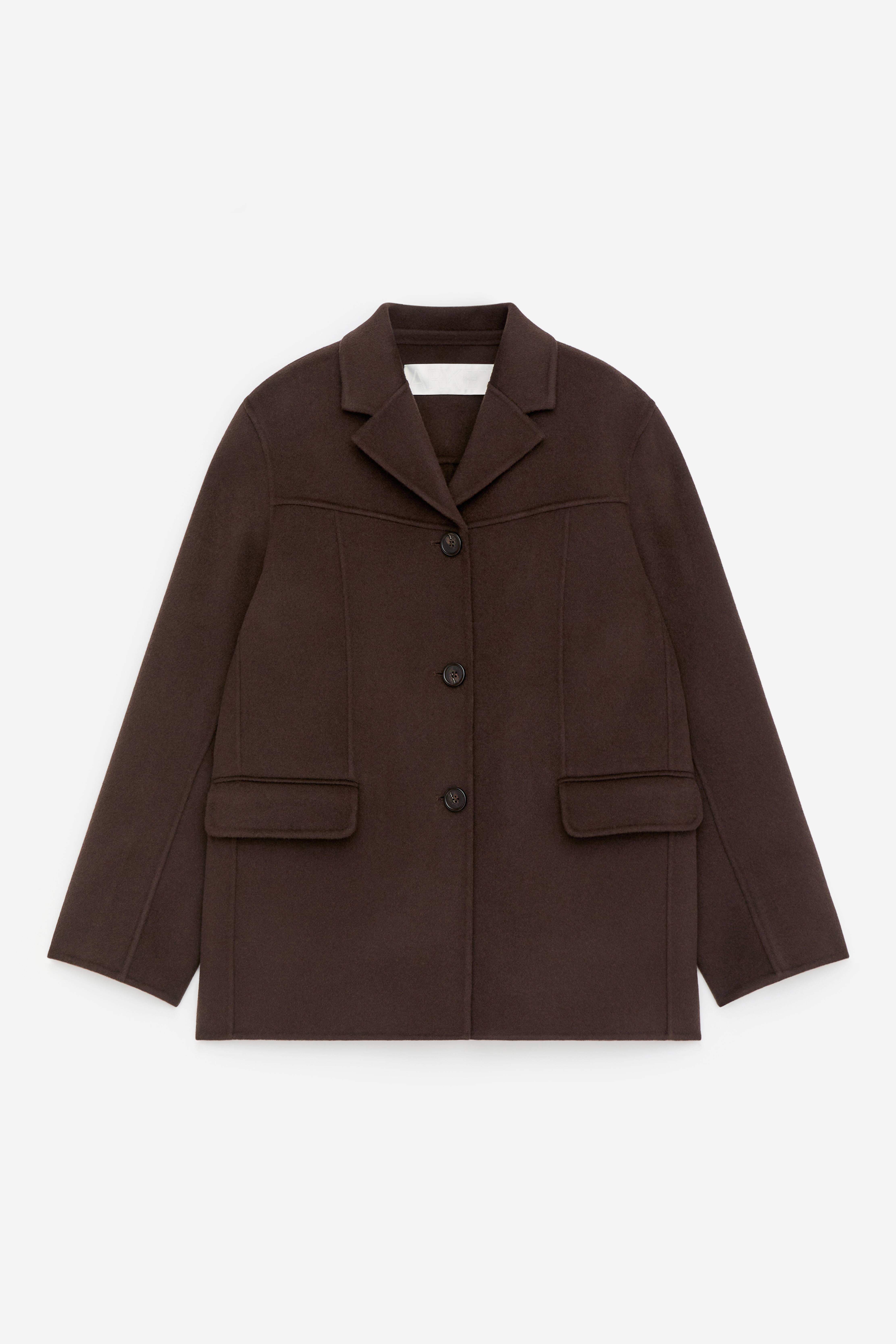 Blazer en laine doublée mélangée - Marron