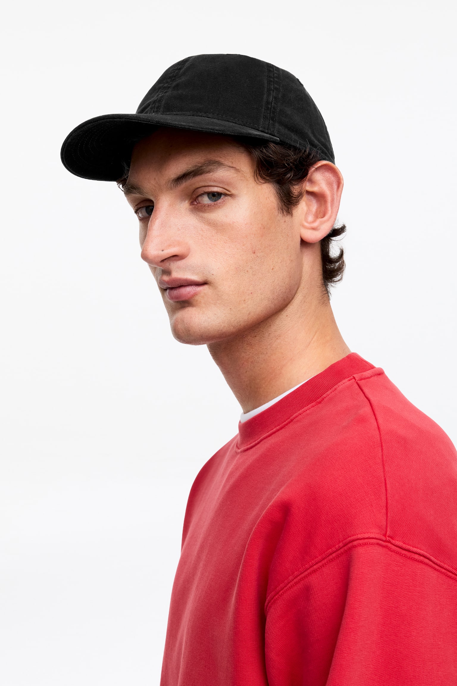 Vasket bomullskanvas-caps - Svart/Rød - 1