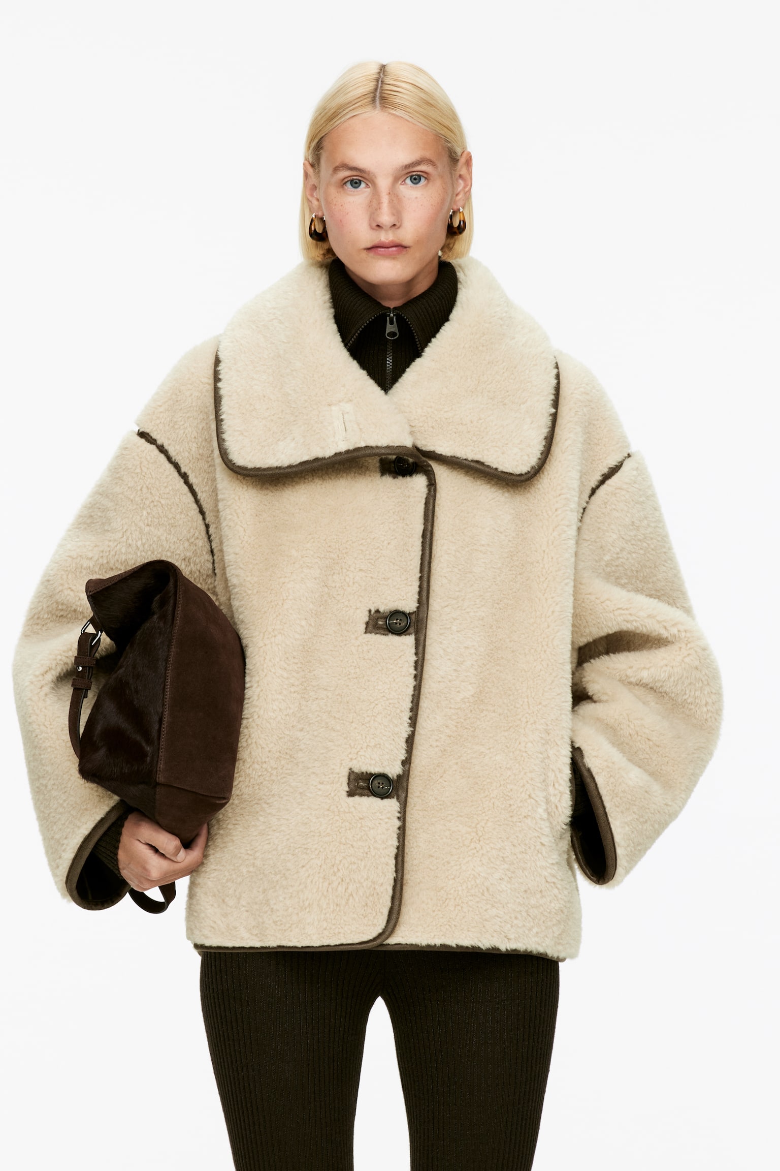 Korte fleecejas - Beige/Bruin - 1