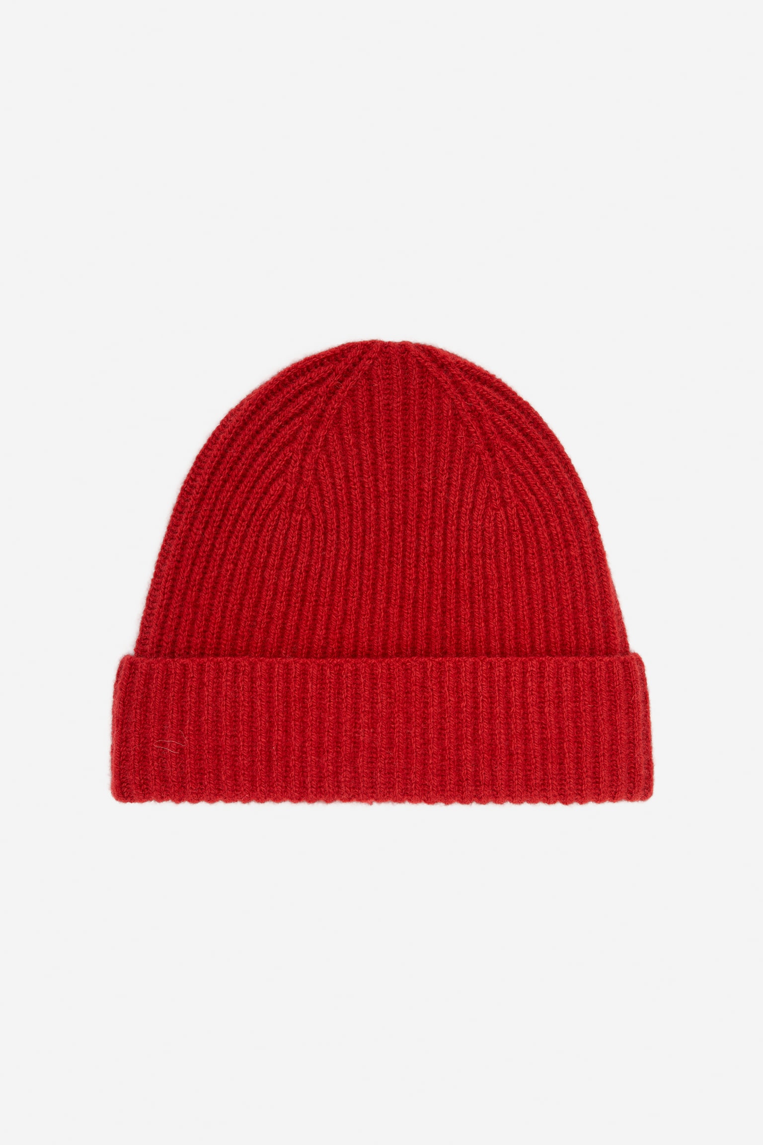 Ribgebreide beanie van een wolmix - Rood - 2