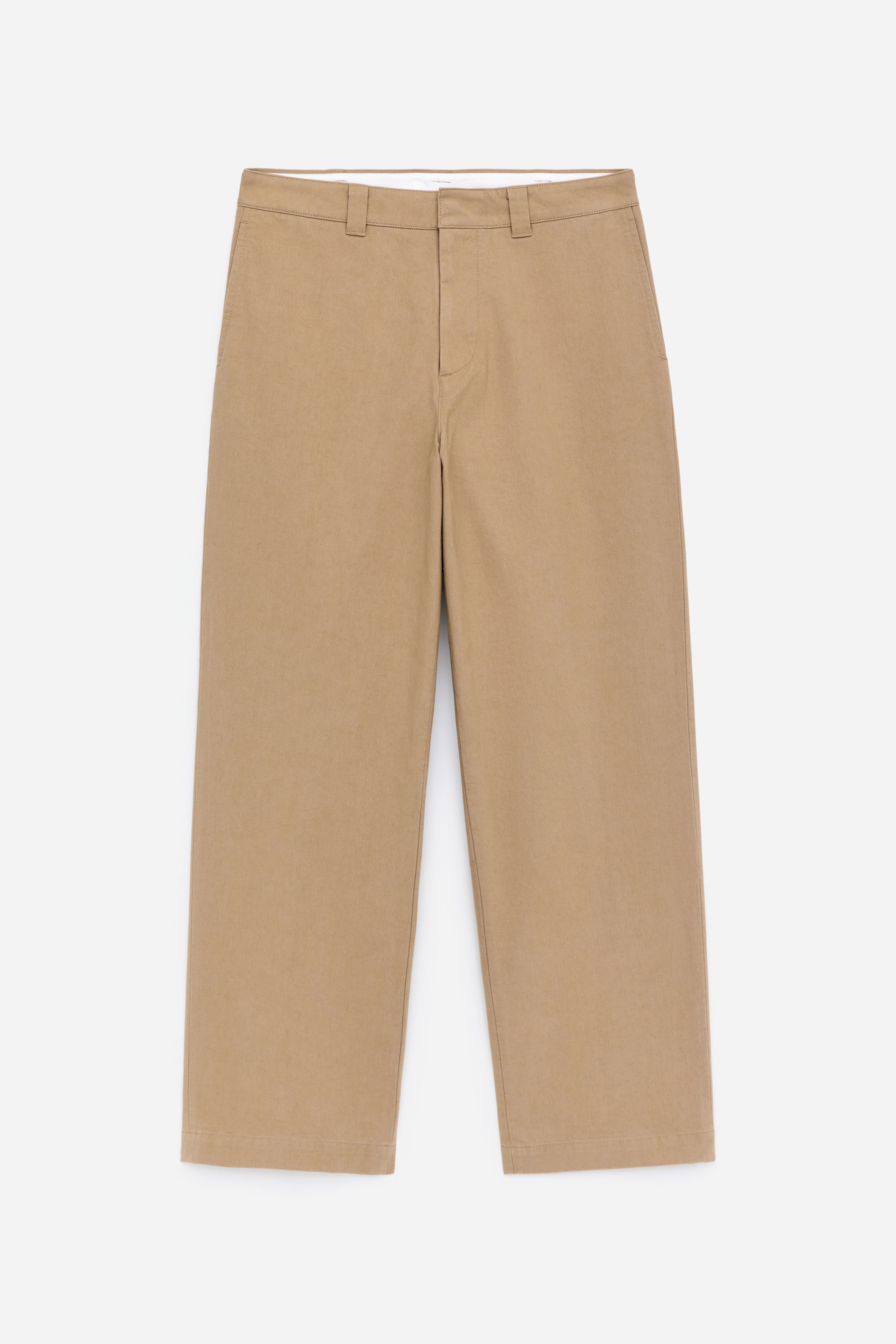Losvallende chino van katoen - Beige/Donkerbruin/Donkerblauw