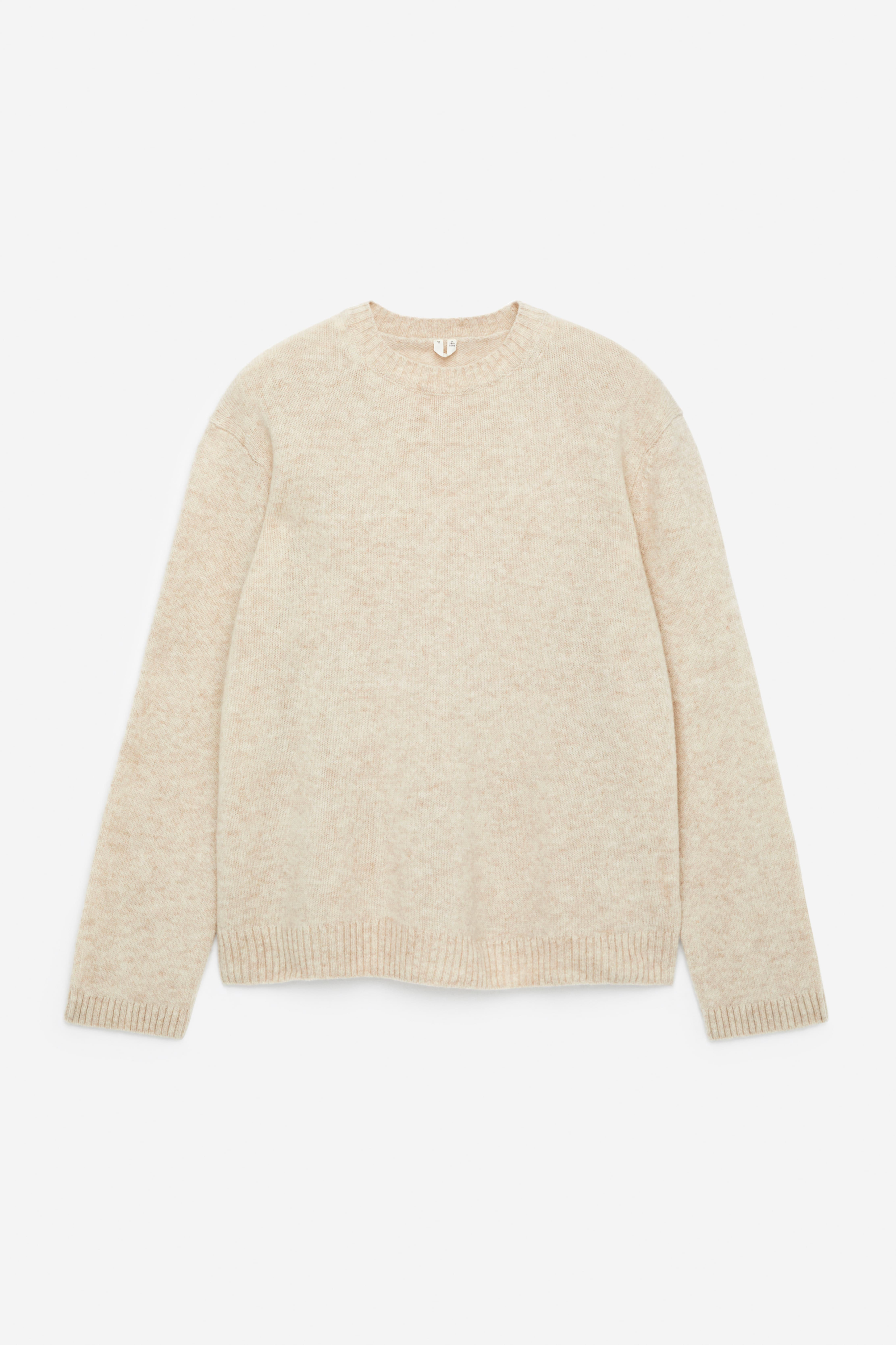 Ulltröja med rund halsringning - Off-white/Blåmelerad