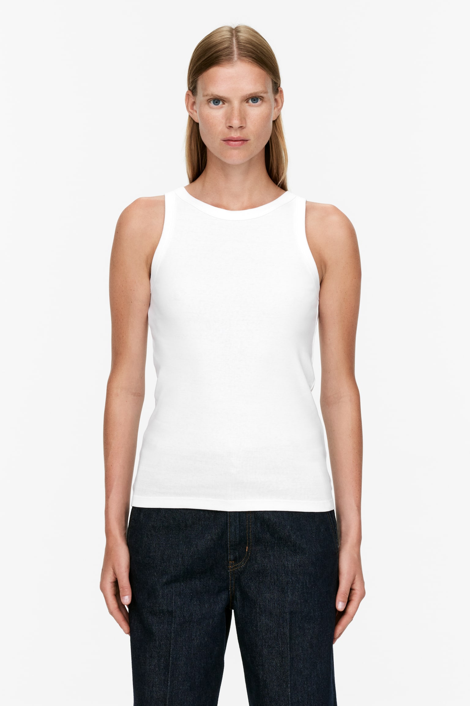 Rib Tank Top - White/Black - 2