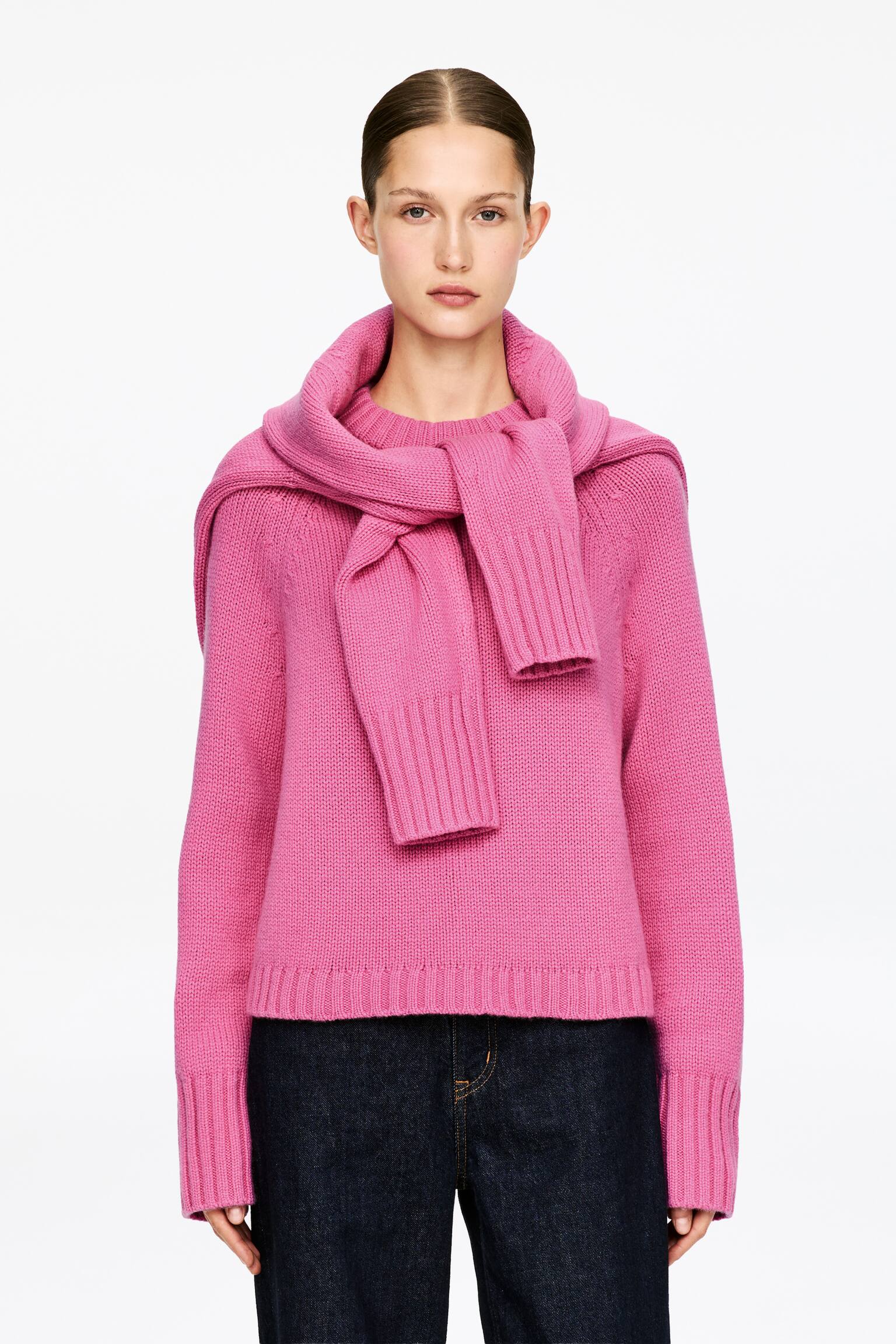 Hrubý pulóver z čistej kašmíru​ - Ružová/Hnedá - 1