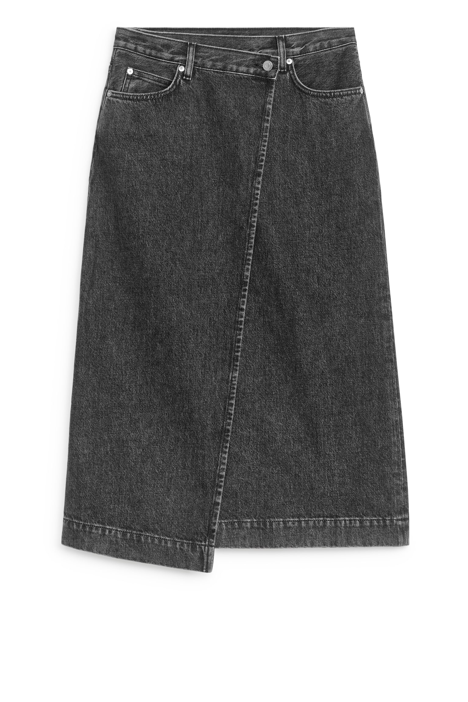 Denim Wrap Skirt - Grey - 2