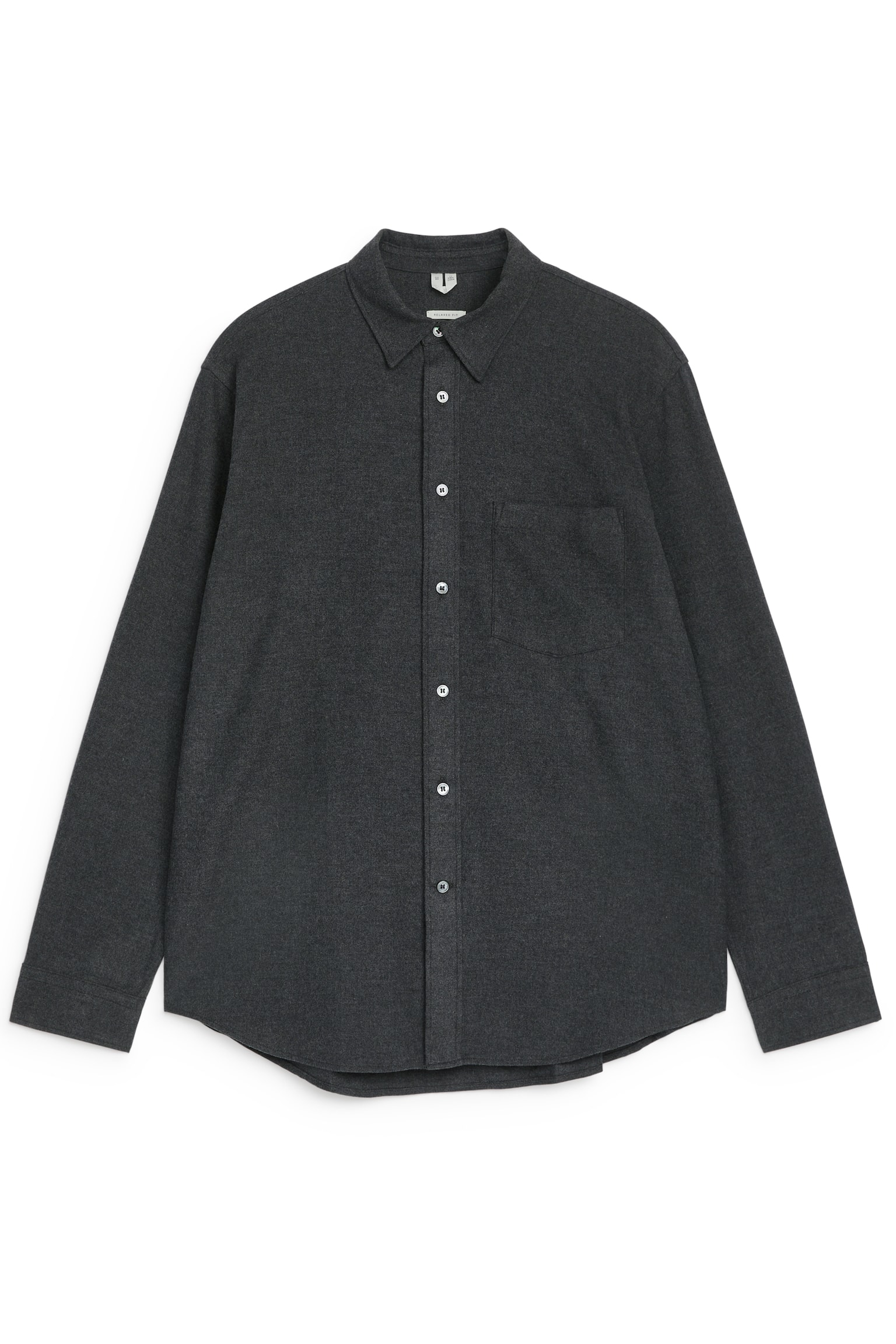 Relaxed Flannel Shirt - Dark Grey Melange/Dark Blue/Beige - 2