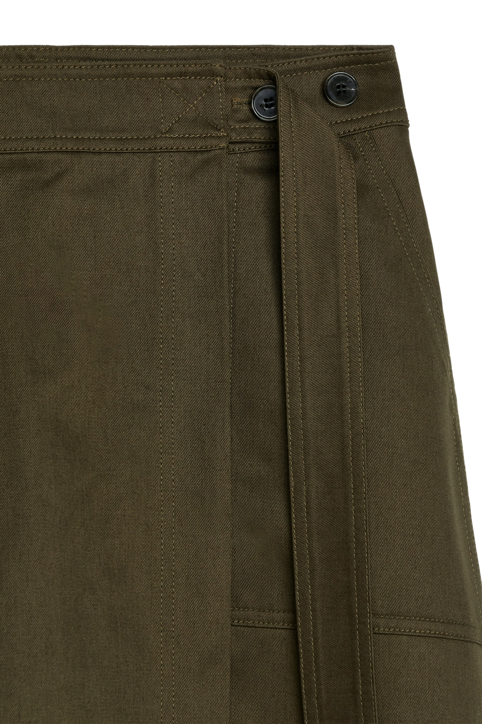 Cotton Wrap Skirt - Khaki Green - 6