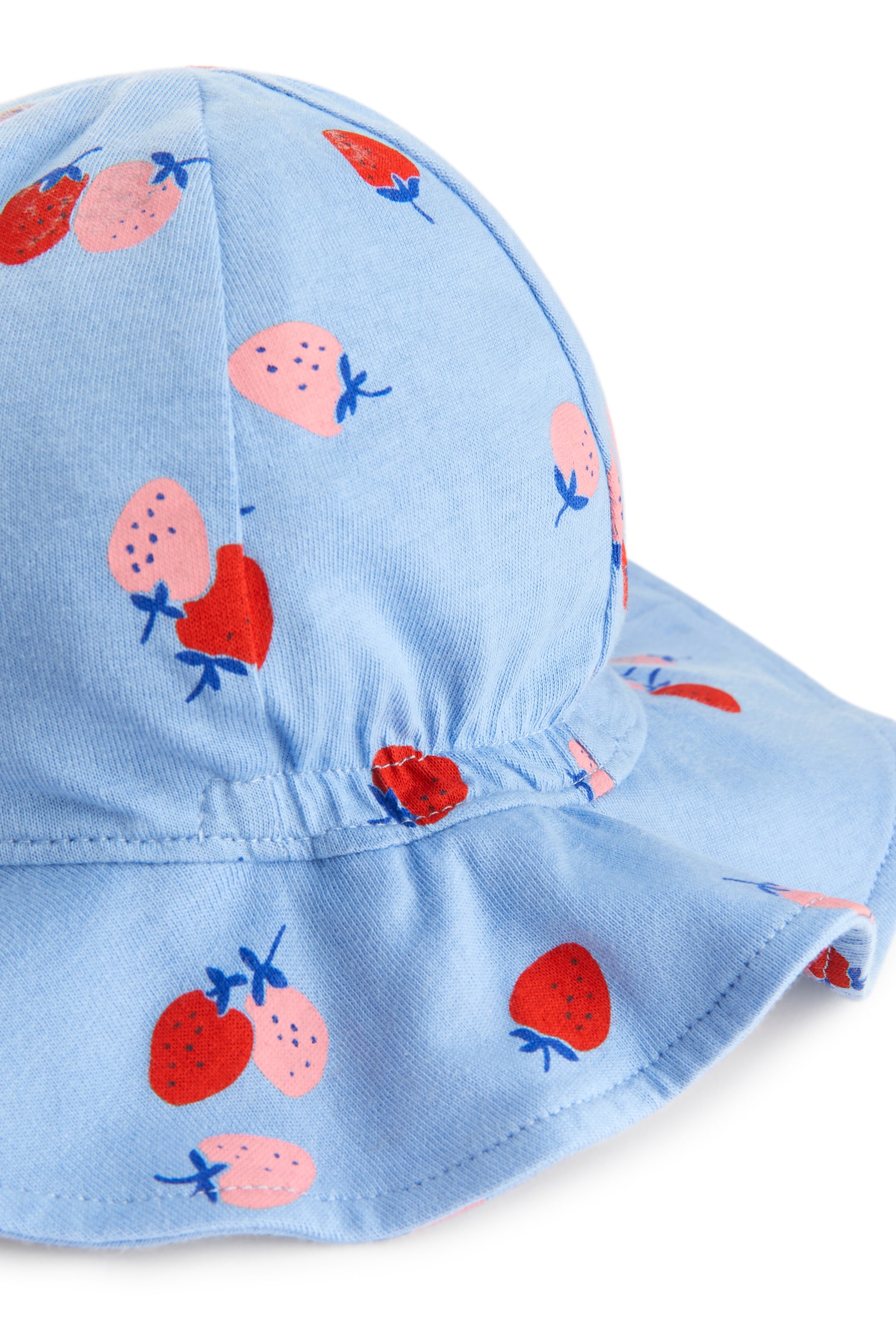 Cotton Sun Hat - Light Blue/Strawberries - 2