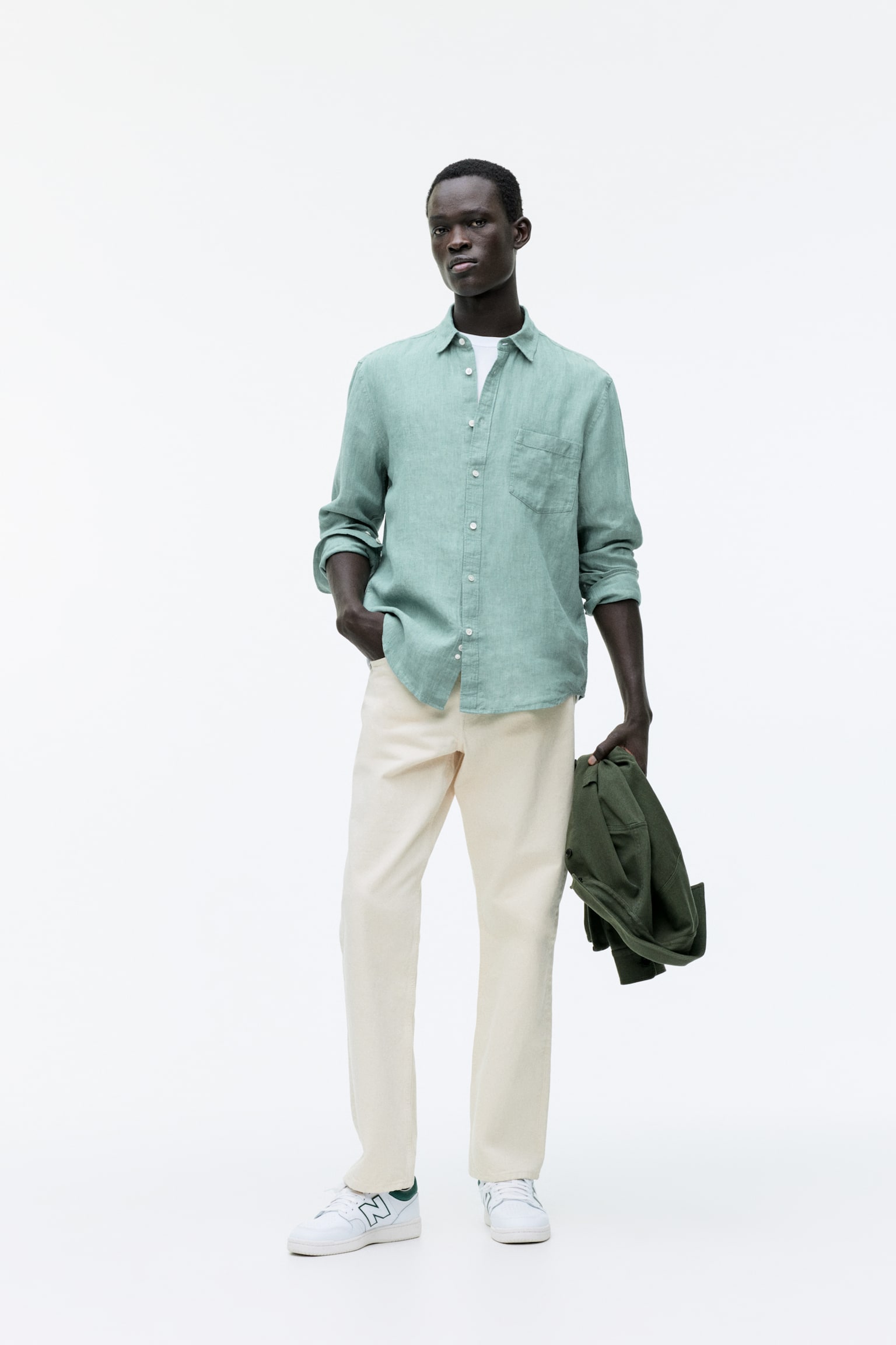 Regular-Fit Linen Shirt - Soft Green Melange/White/Mole/Dark Mole Melange/Dark Blue/Dark Green/Beige/Off-White - 2