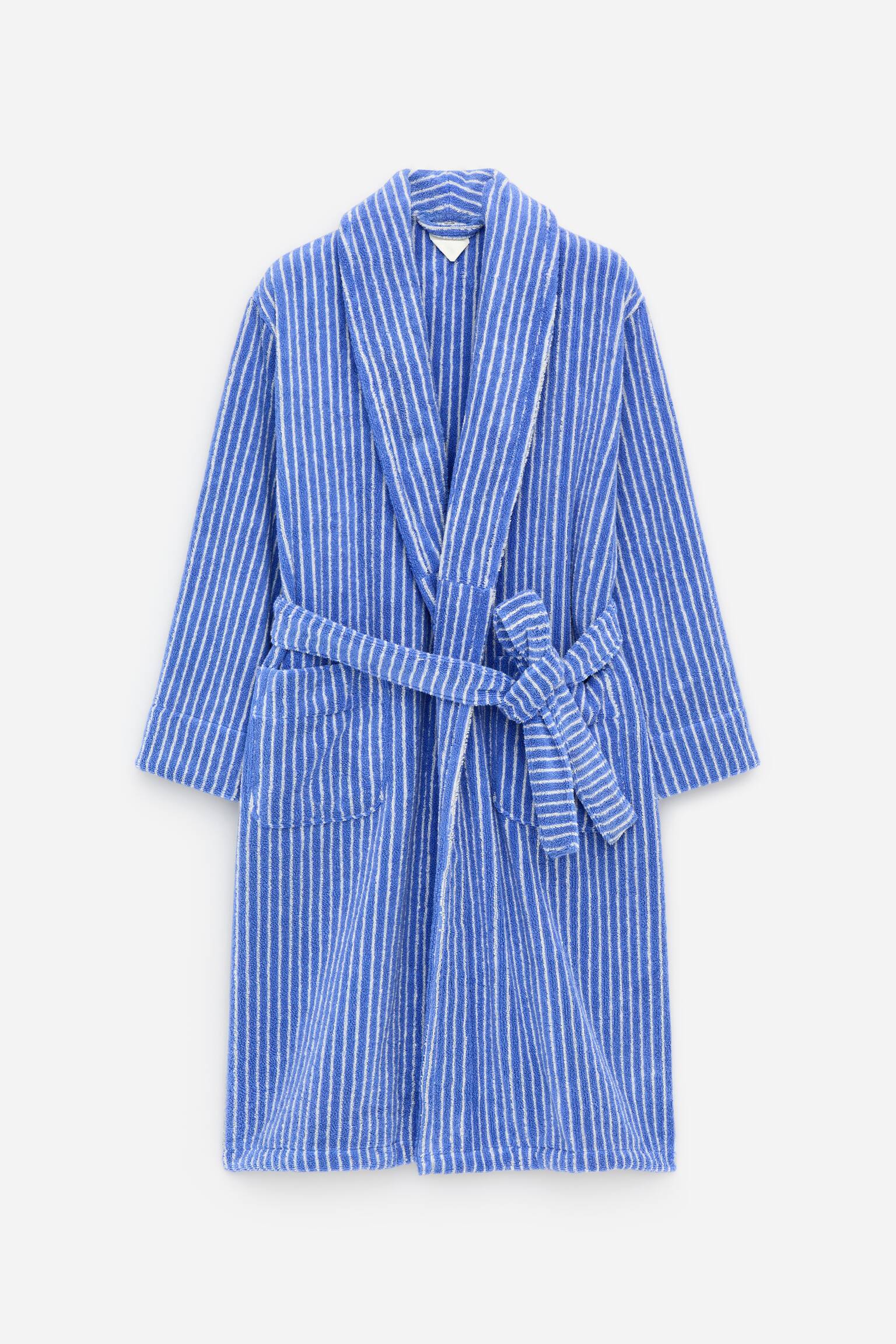 Bademantel aus Baumwollfrottee - Blau/Cremeweiß/Schwarz - 2