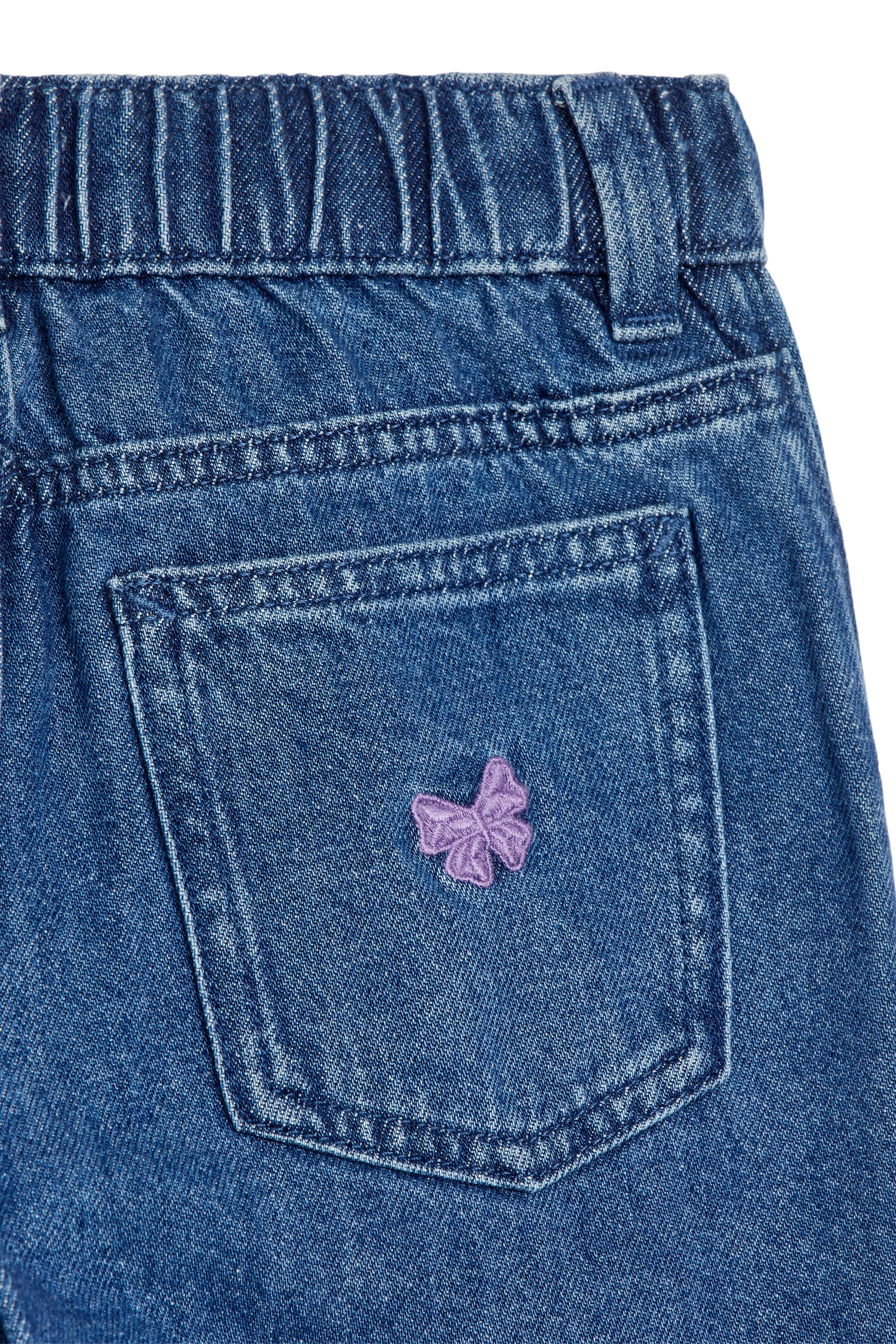 Embroidered Denim Trousers - Blue - 3