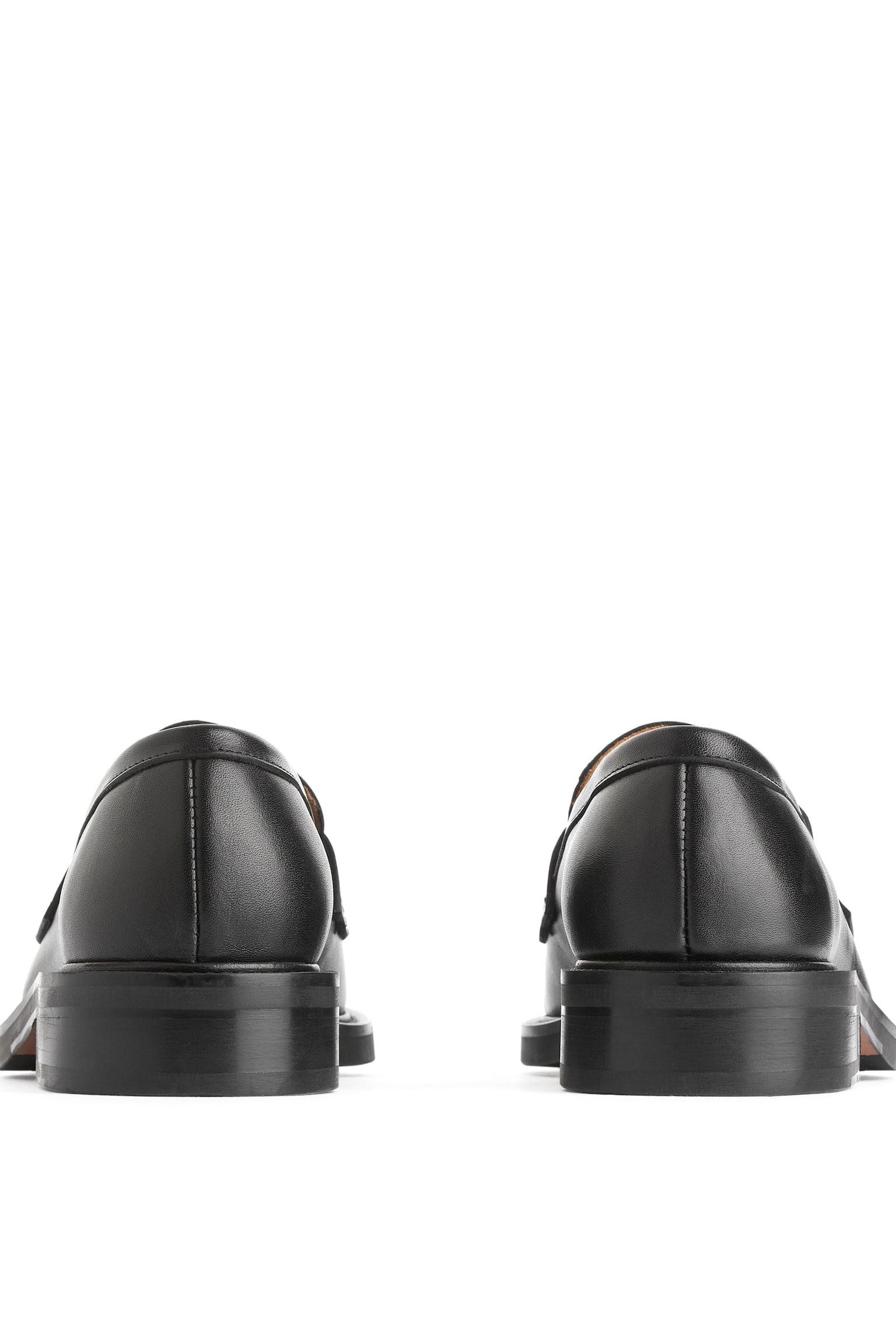 Leather Penny Loafers - Black - 4