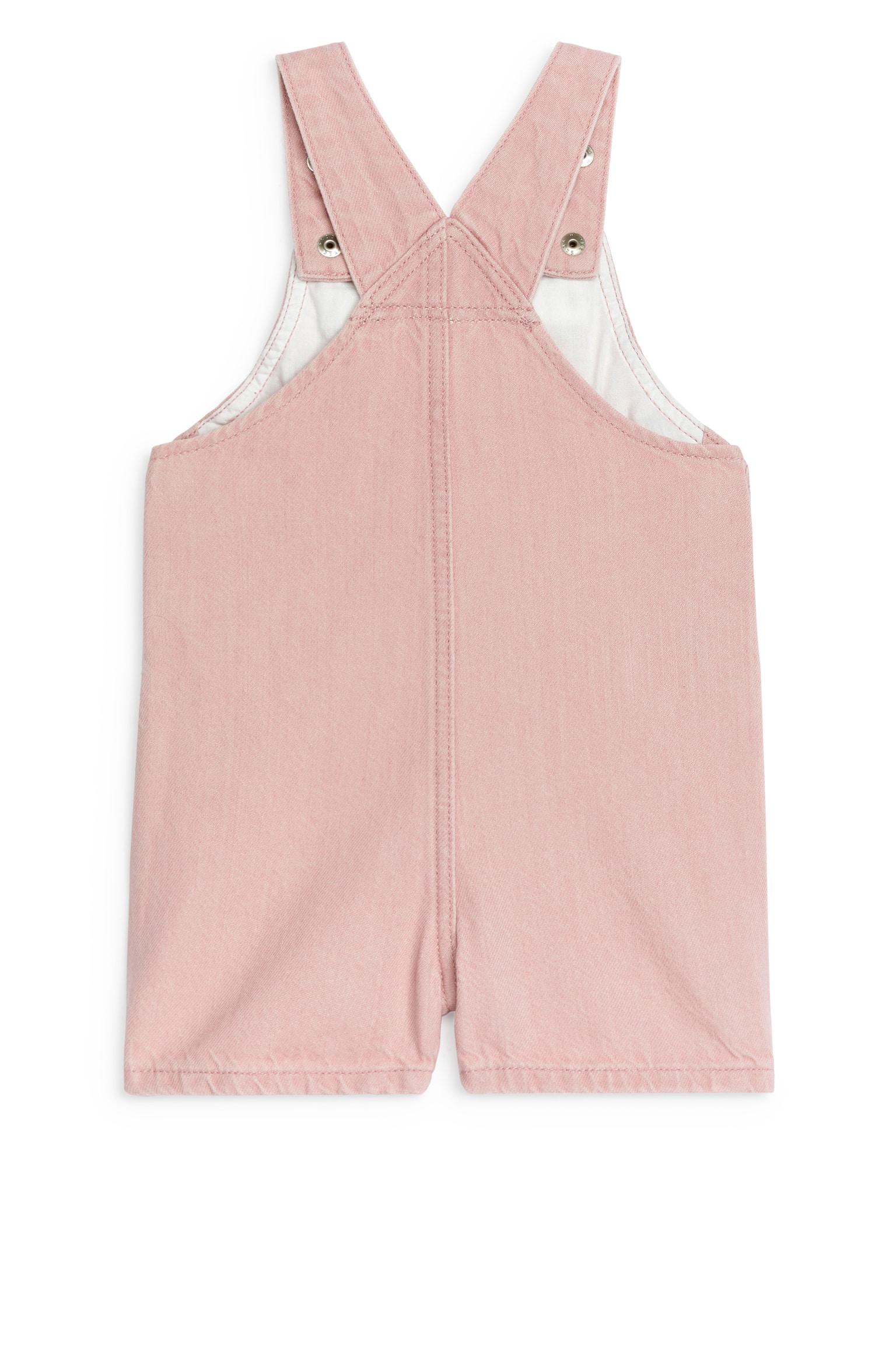 Short-Leg Cotton Dungarees - Dusty Pink - 3